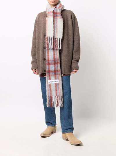 Acne Studios check print fringed scarf outlook