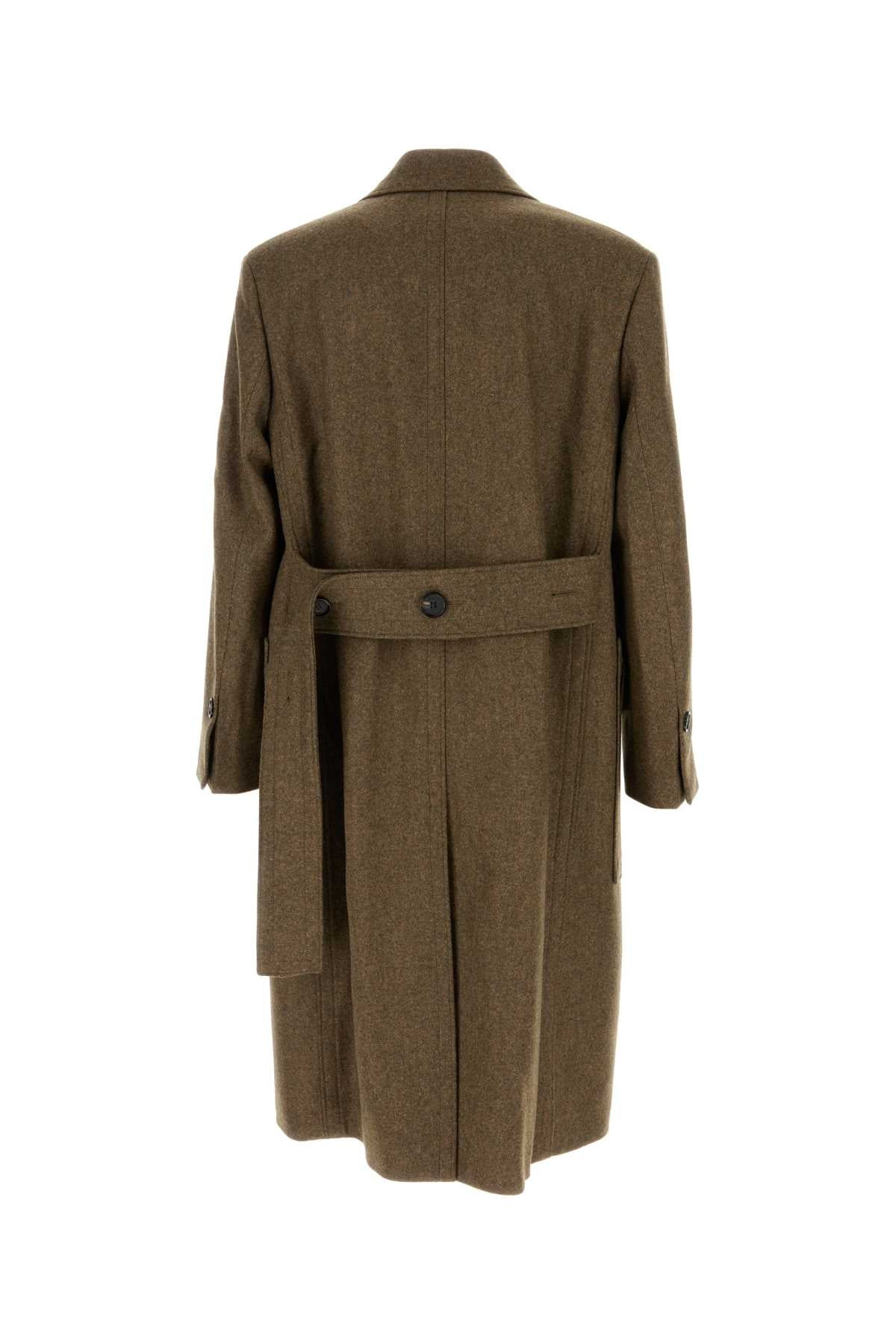 Salvatore Ferragamo Men Melange Mud Wool Coat - 2