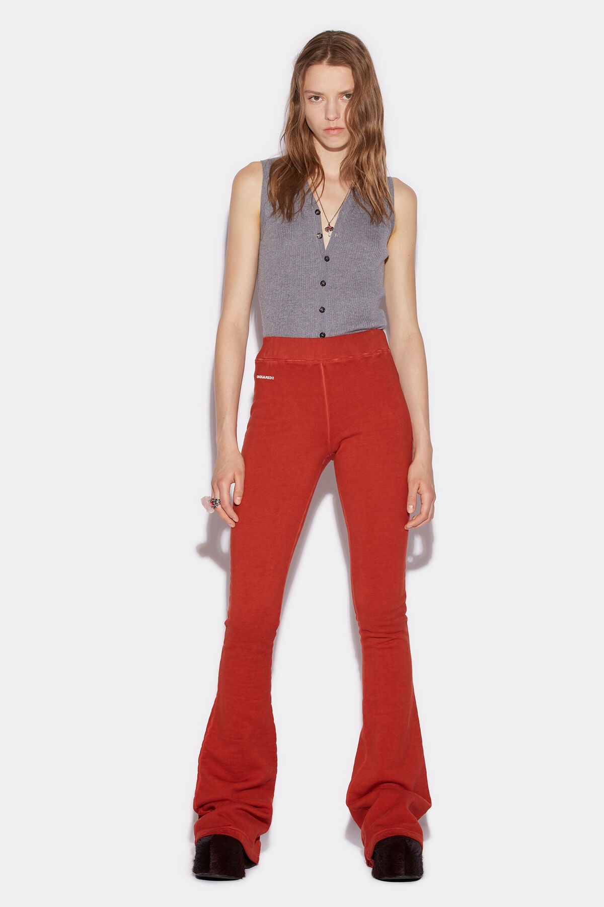 FLARED HIGH WAISTED LONG PANTS - 3