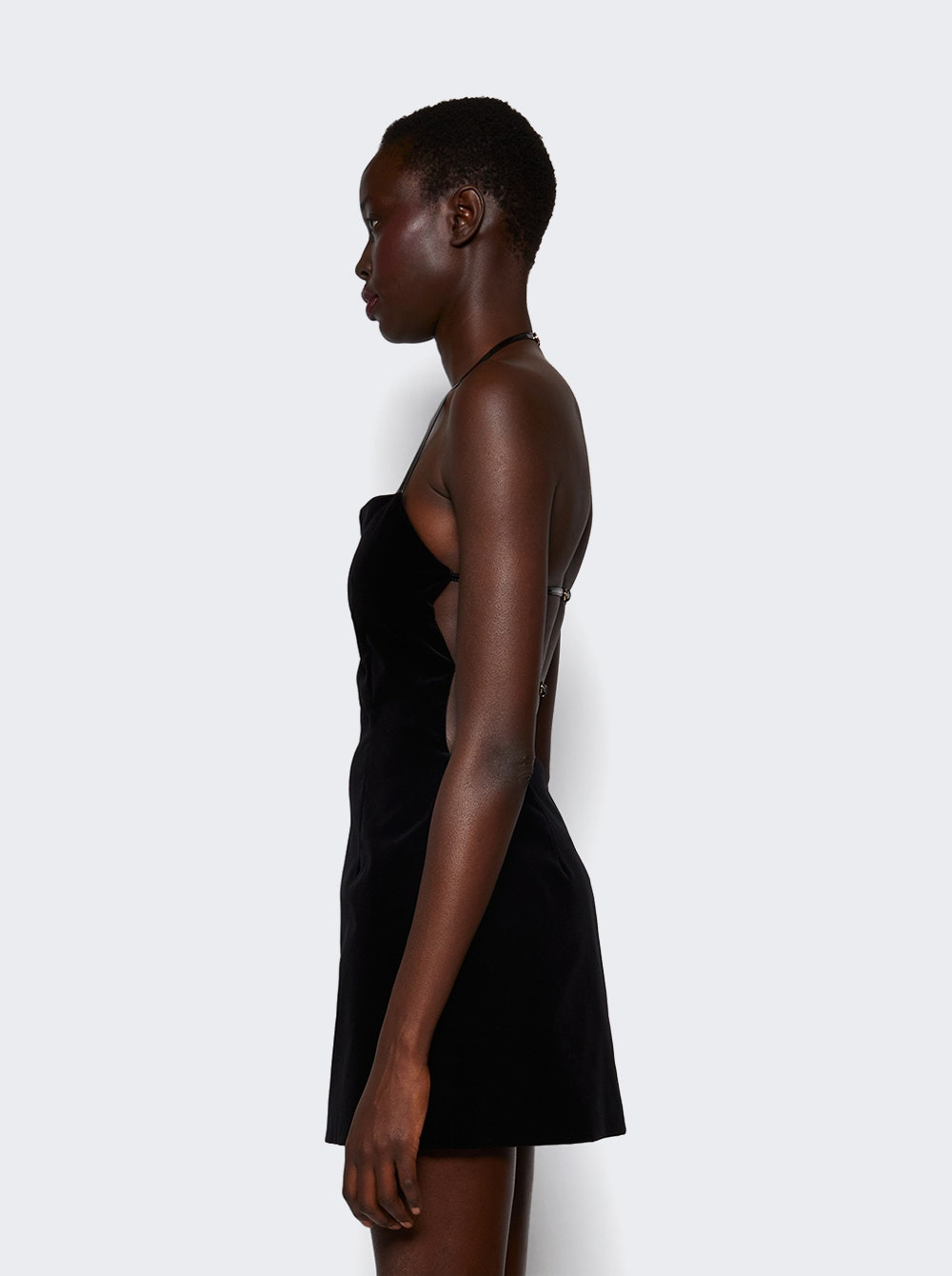 Stretch Velvet Mini Dress Black - 4
