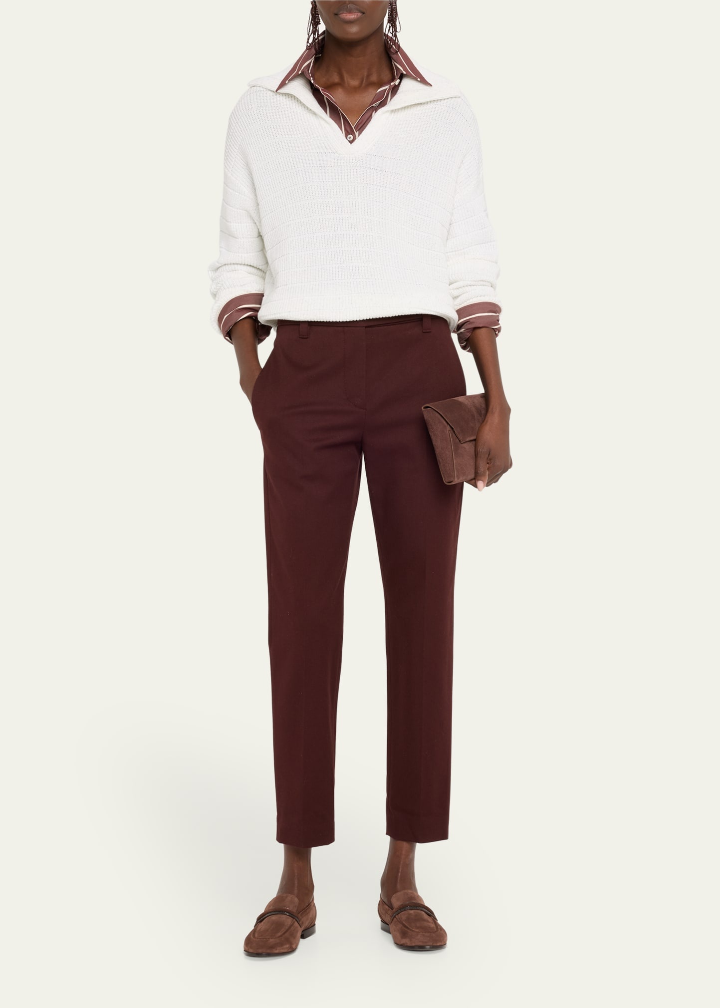 Cotton Twill Slim-Leg Ankle Pants - 2