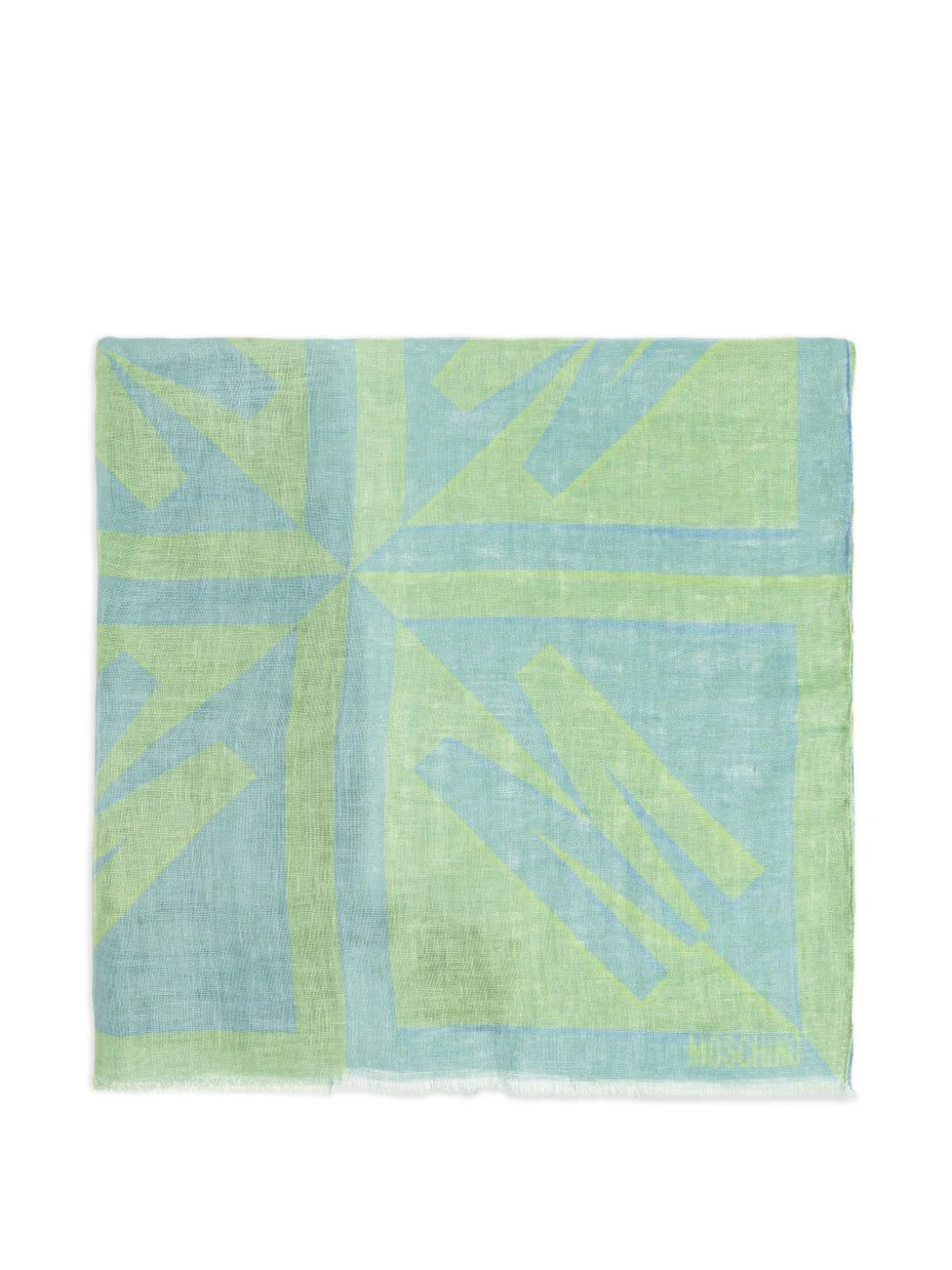 geometric-print linen scarf - 1