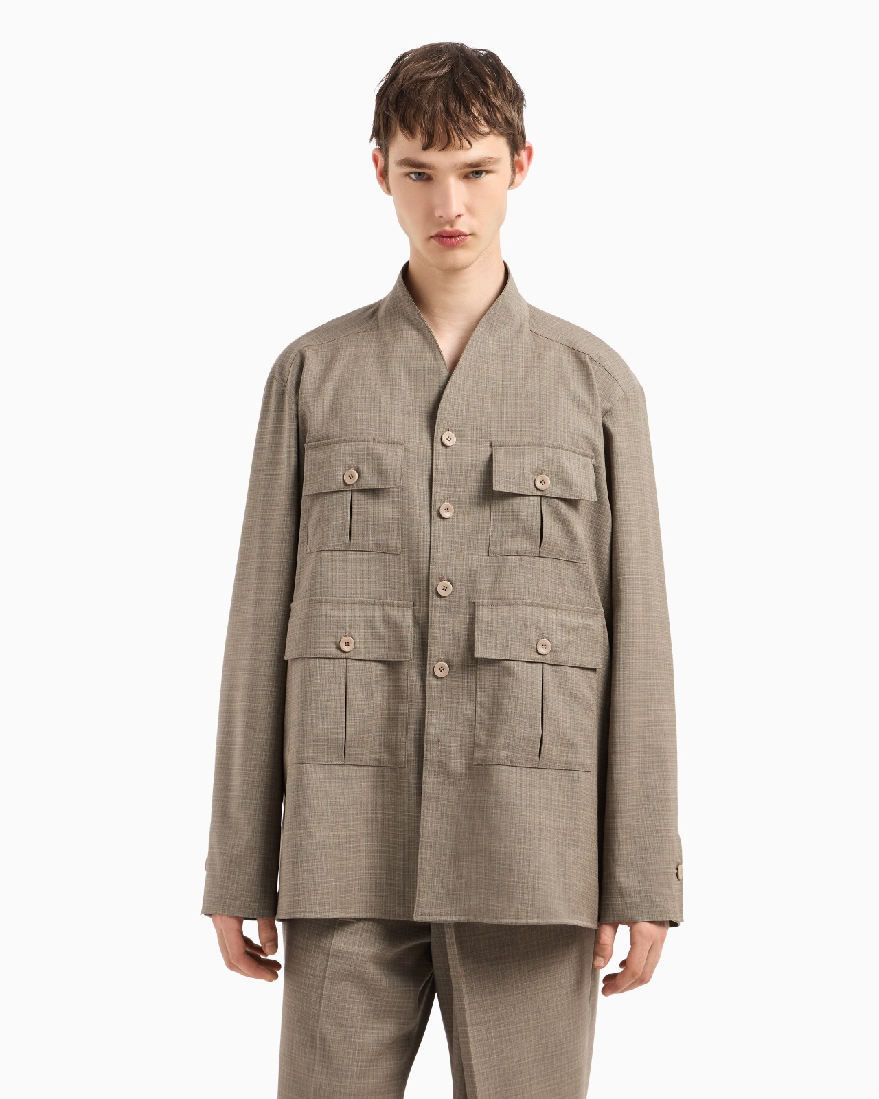 SHIRT JACKET IN TROPICAL LIGHT WOOL CANVAS - 4