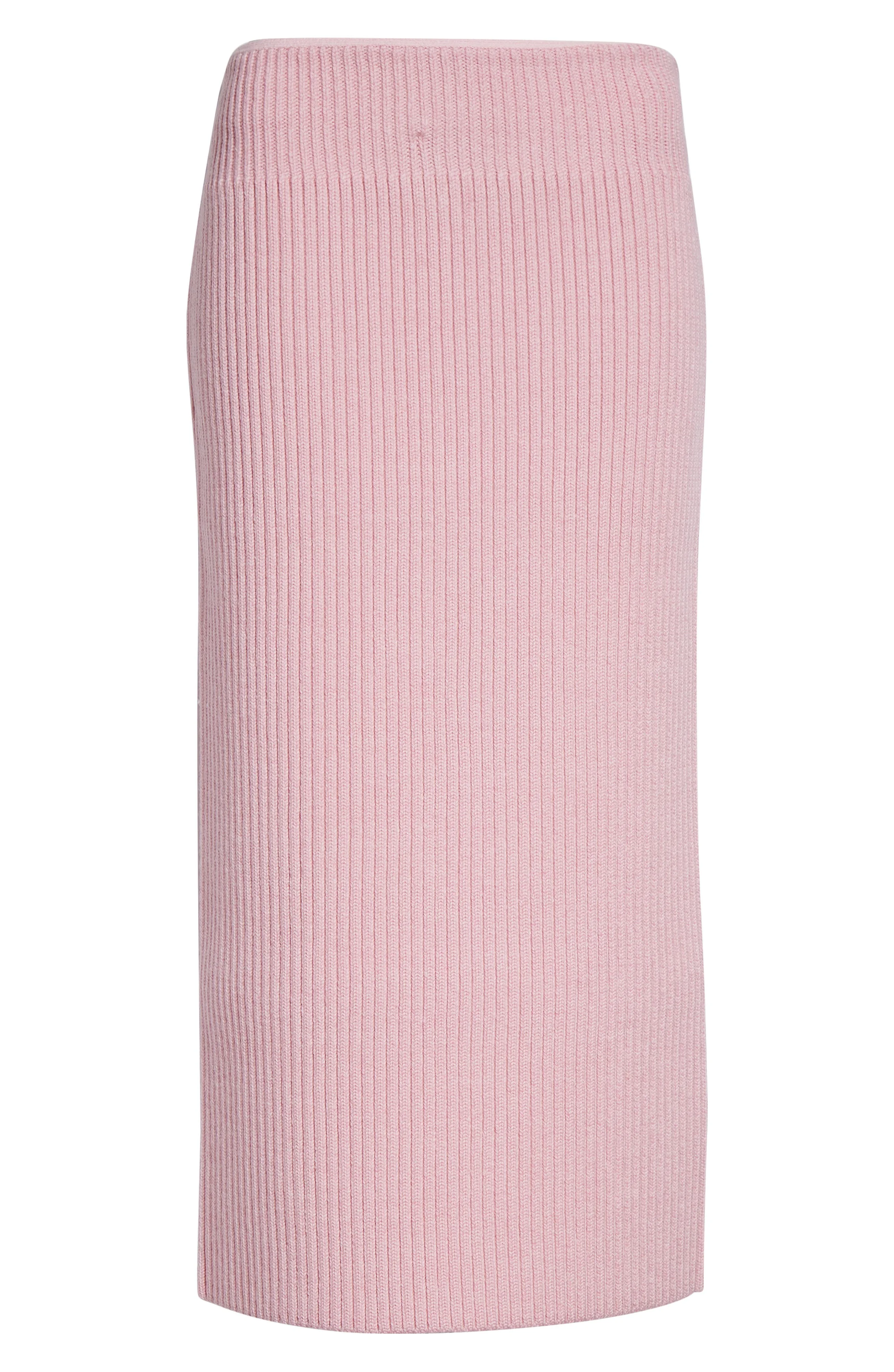 Givenchy Wool & Alpaca Blend Rib Midi Skirt in Light Pink at Nordstrom - 1