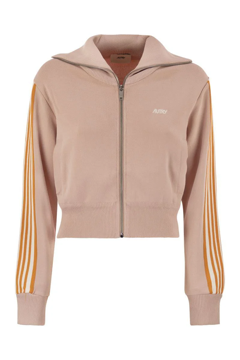 Autry Knitted Tennis-Style Zip Sweatshirt - 1