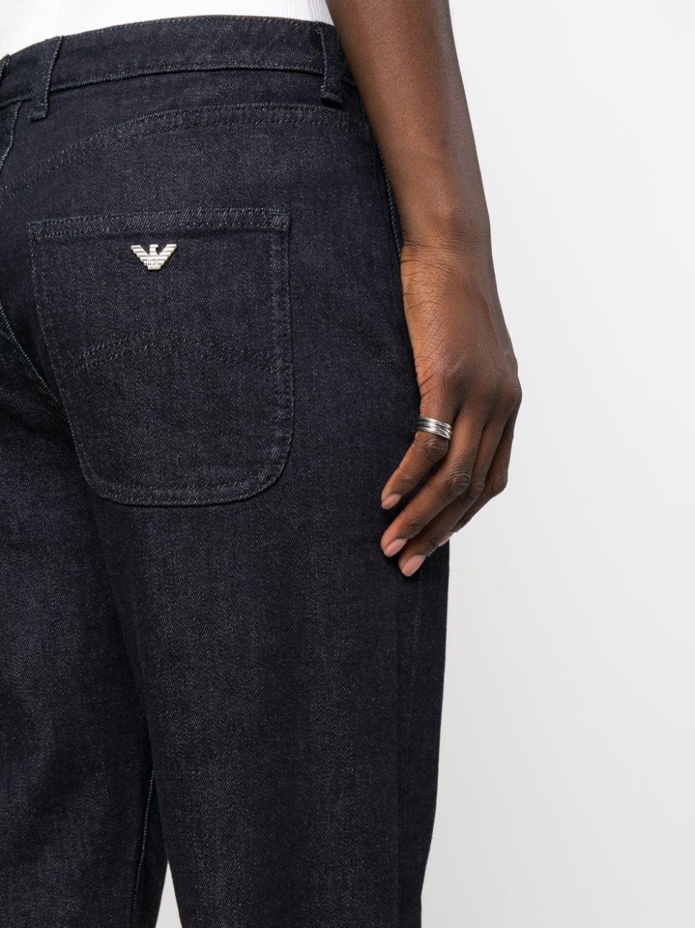 logo-embroidered tapered-leg jeans - 5
