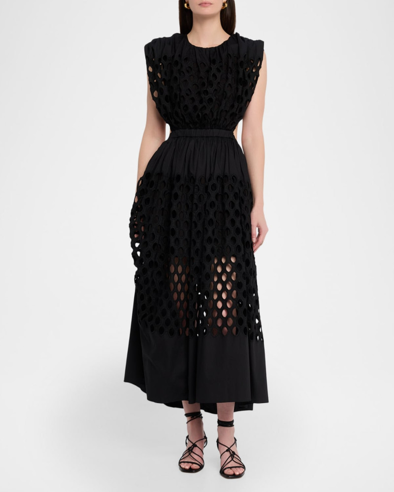 diotima Peplos Sleeveless Dot Broderie Anglaise Cutout Maxi Dress outlook