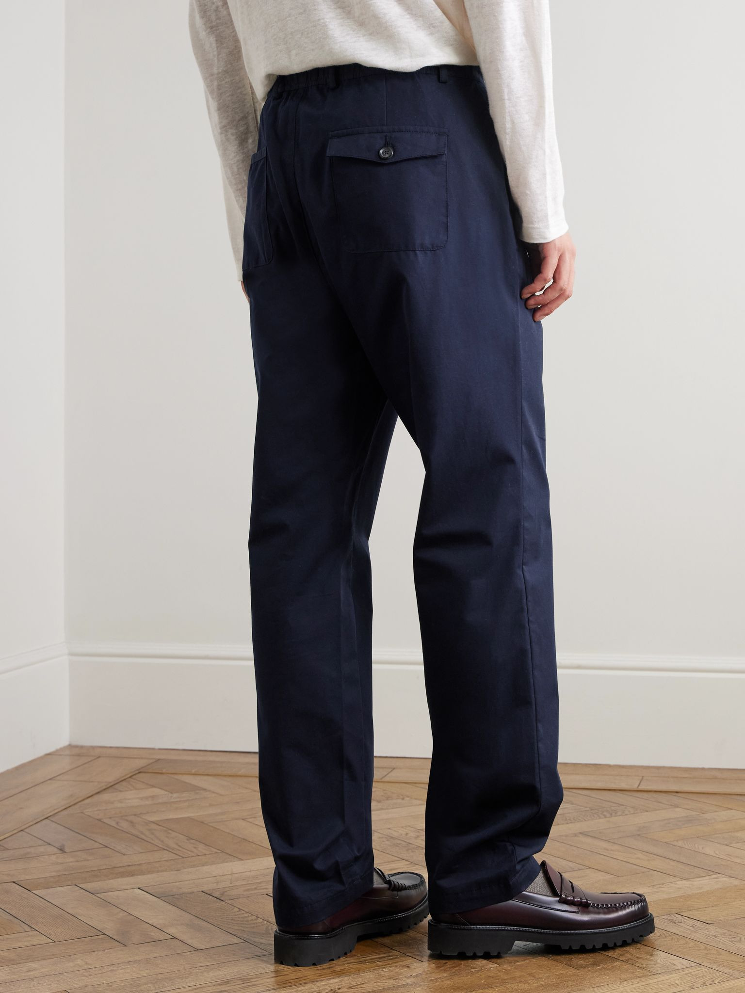 Ashdown Straight-Leg Cotton-Twill Trousers Navy - 4