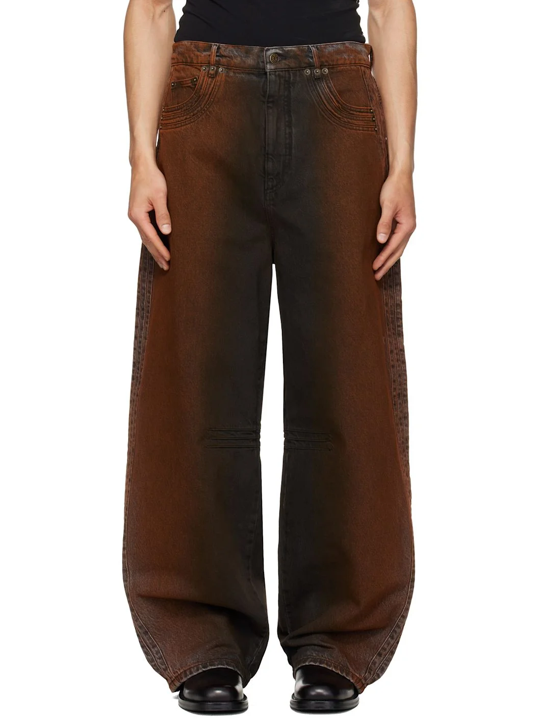 Black & Orange Overscaled Jeans - 1