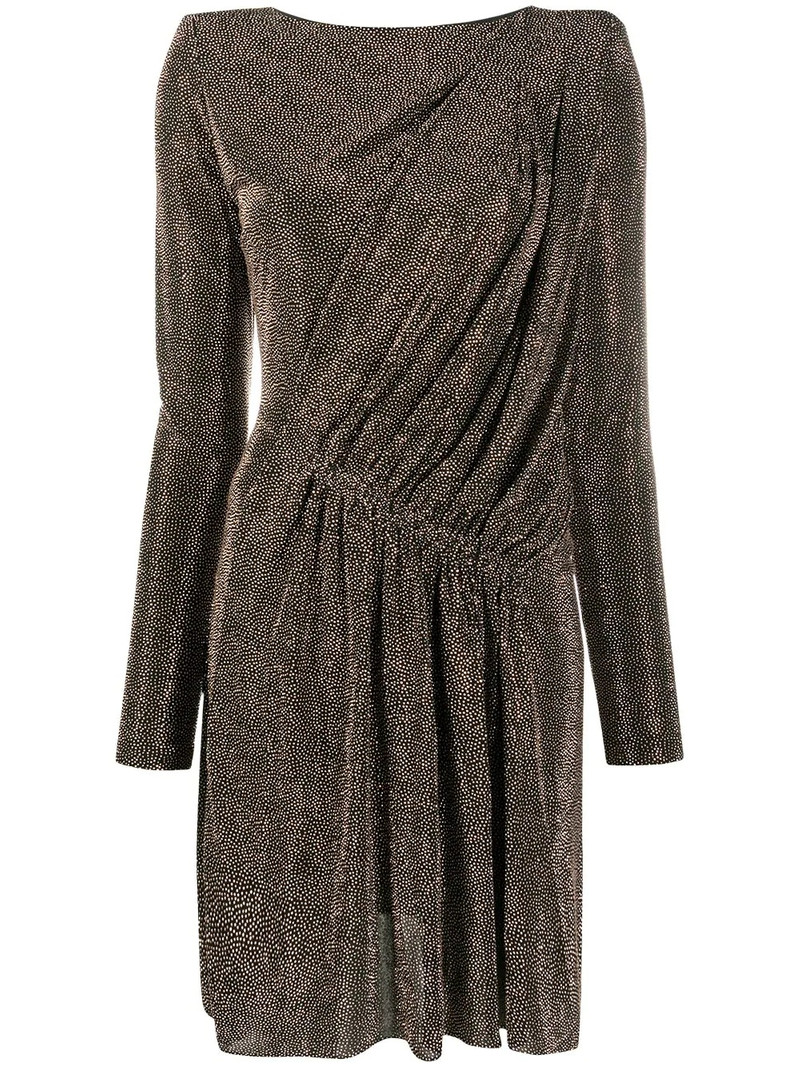 draped metallic padded-shoulder dress 1