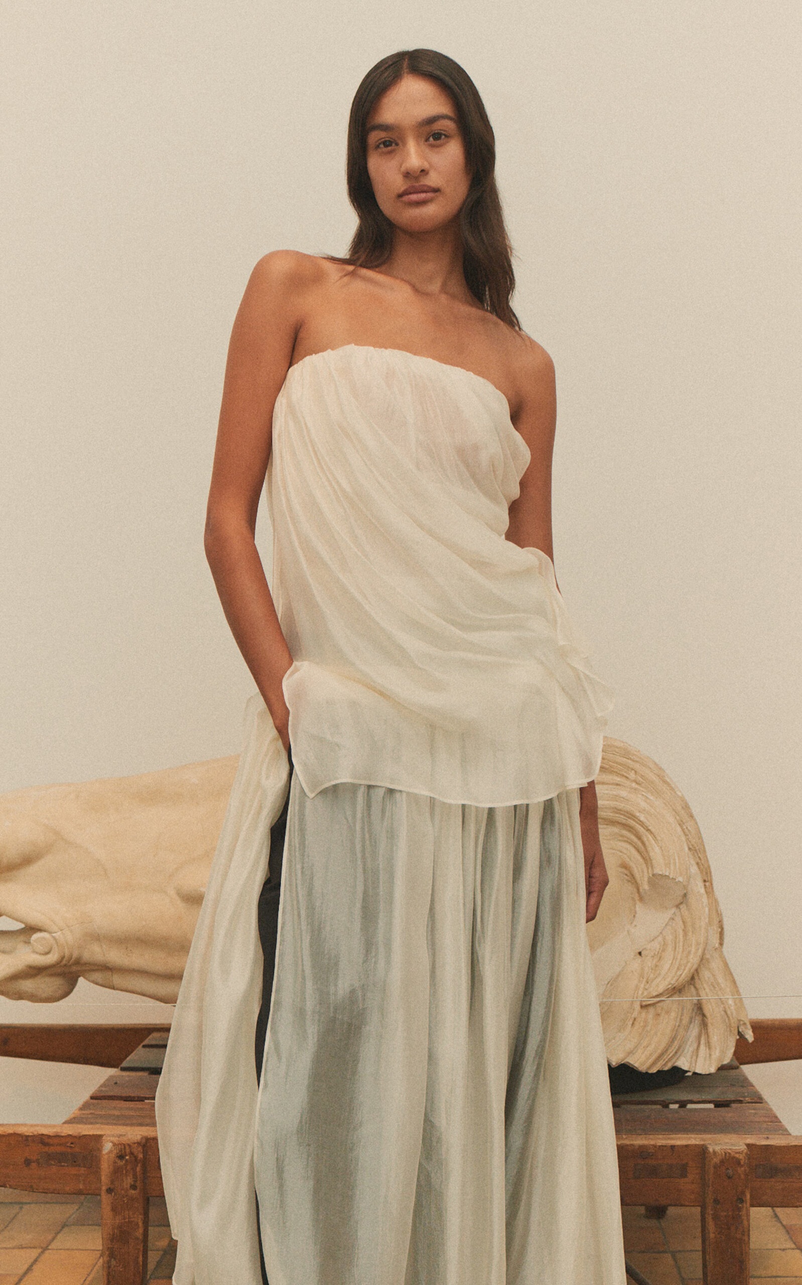 Gilian Draped Chiffon Gown white - 3