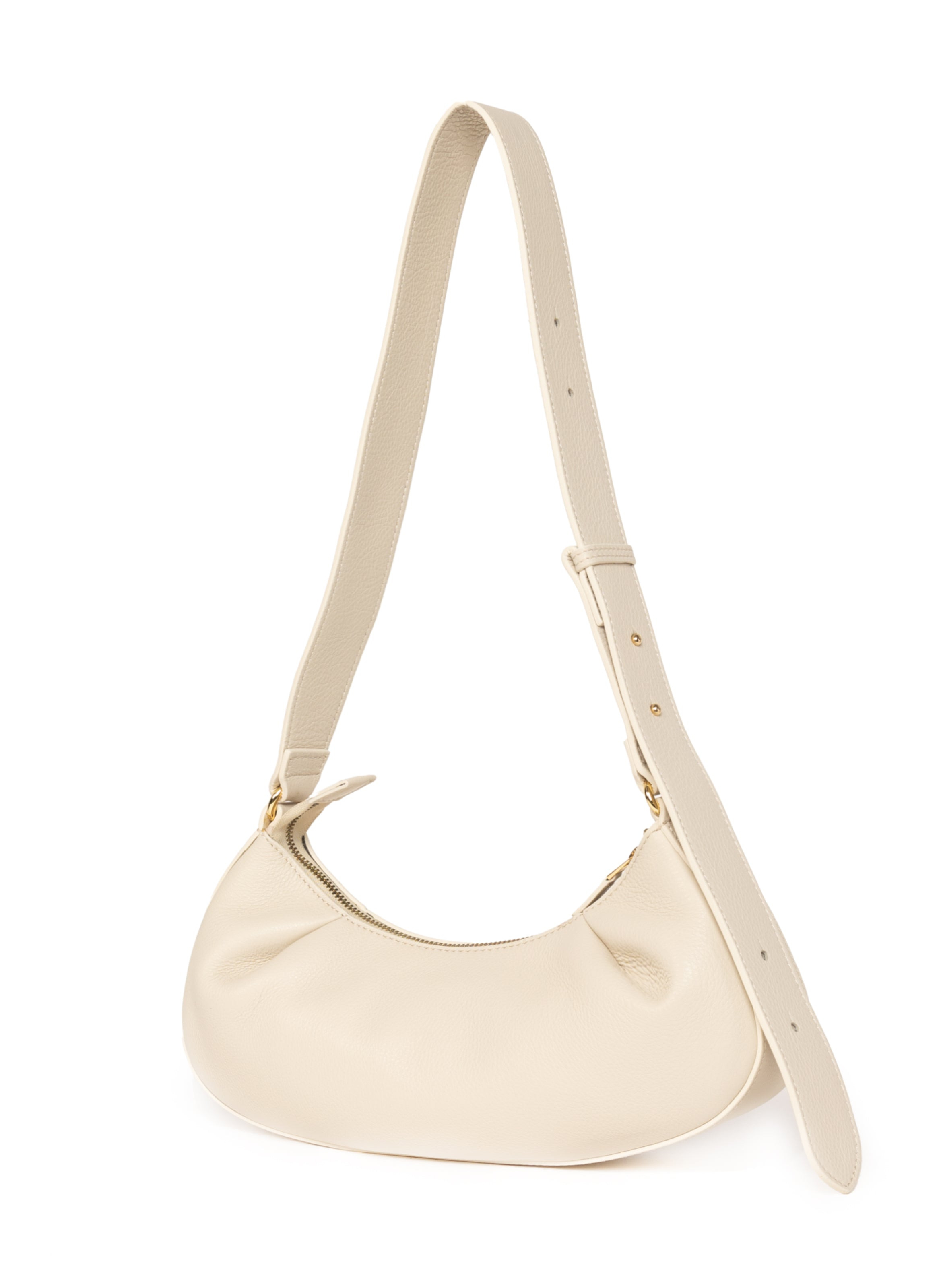 Dimple Moon Small Pebbled Leather Sesame - 3