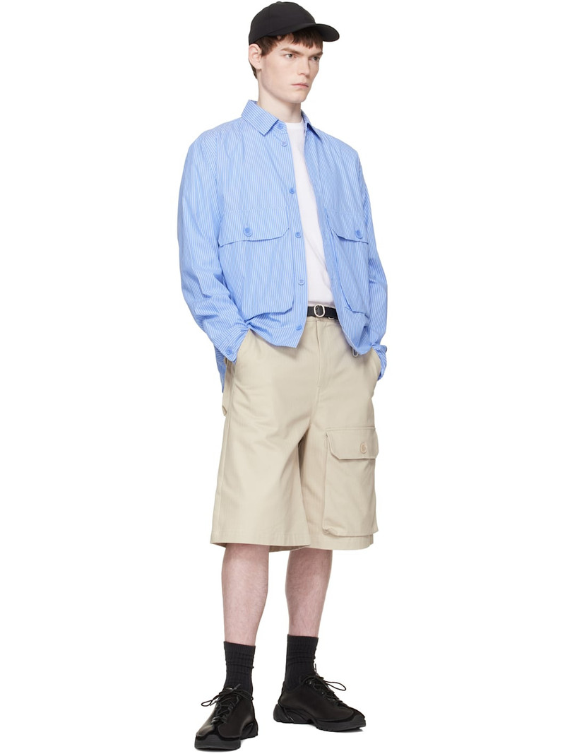 REESE COOPER® Blue Cotton Chambray Cargo Button Down Shirt outlook