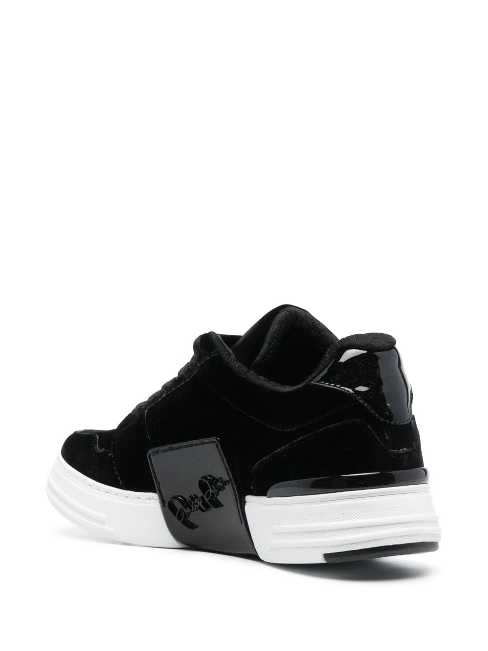 tonal-logo velvet low-top sneakers - 3