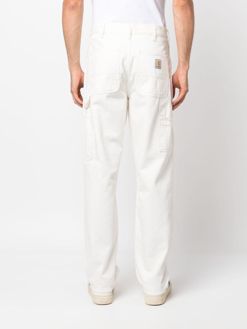 logo-patch cotton straight-leg trousers 4