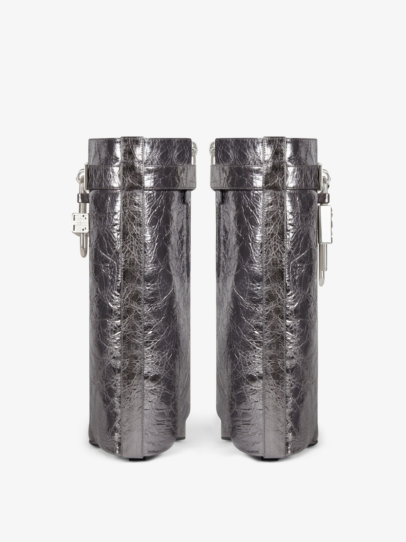 SHARK LOCK ANKLE BOOTS IN LAMINATED LEATHER 6