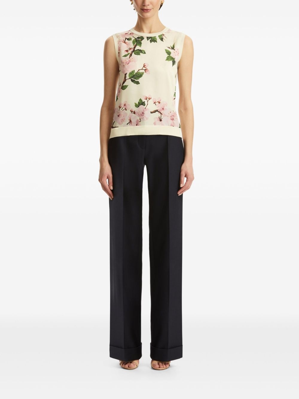 printed silk tank top - 2