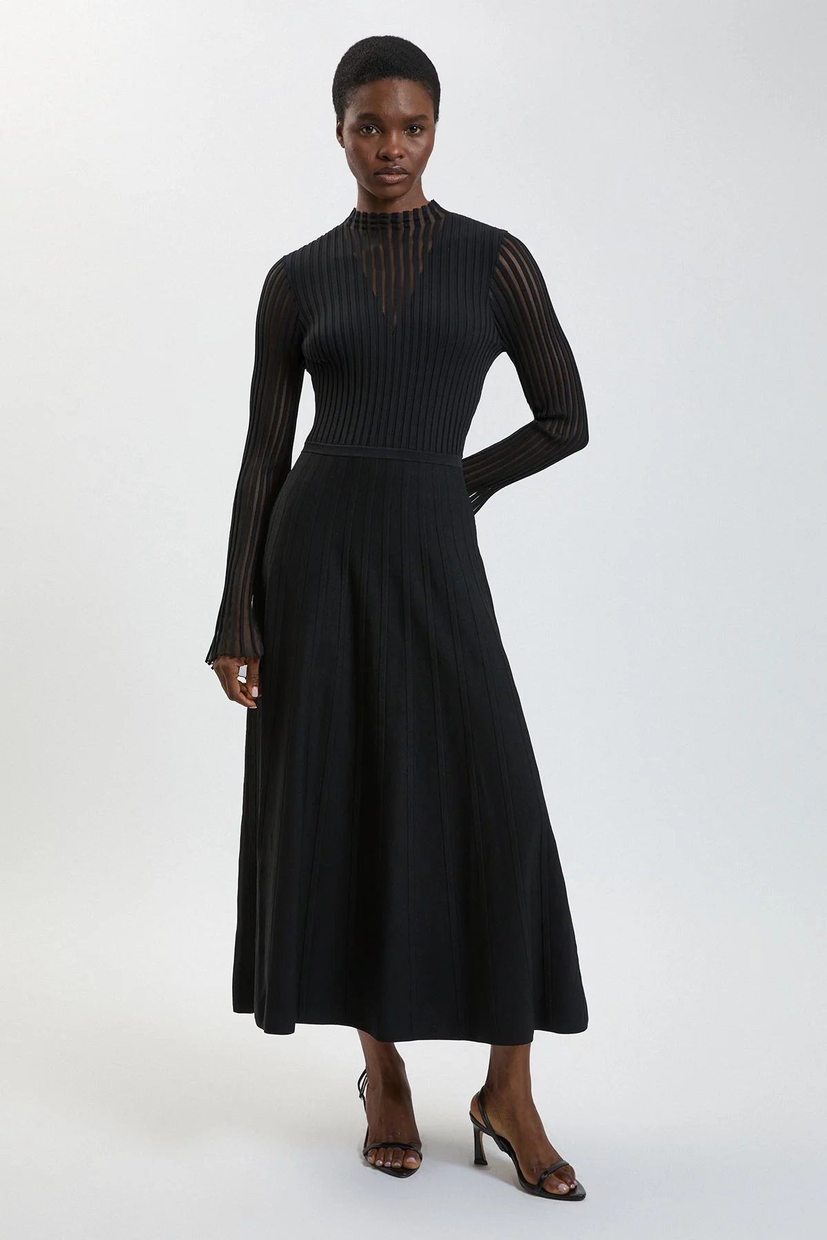 Viscose Blend Filament Knit Midi Dress - 1