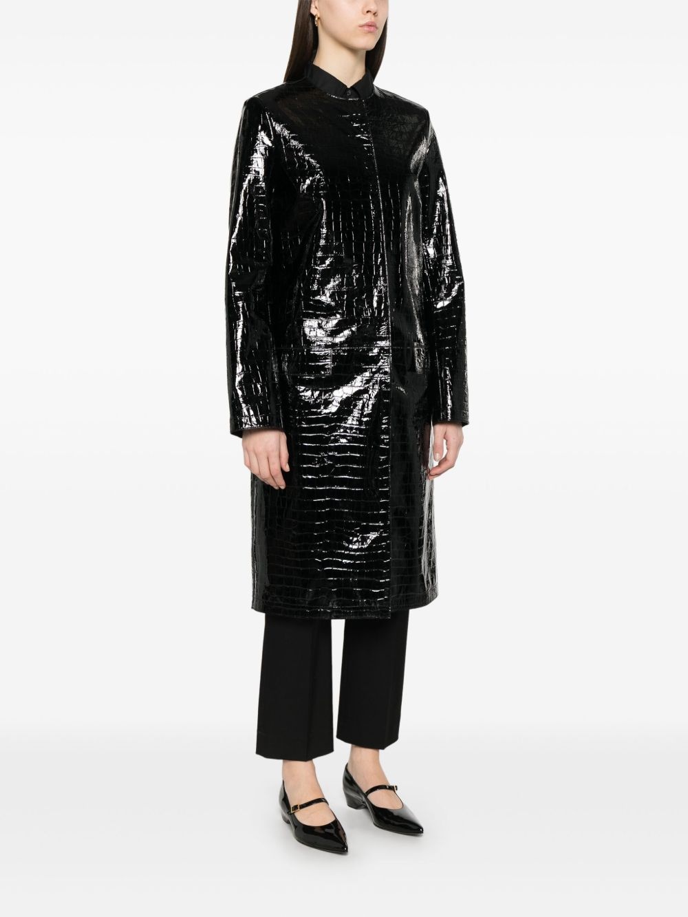 crocodile-embossed coat - 3