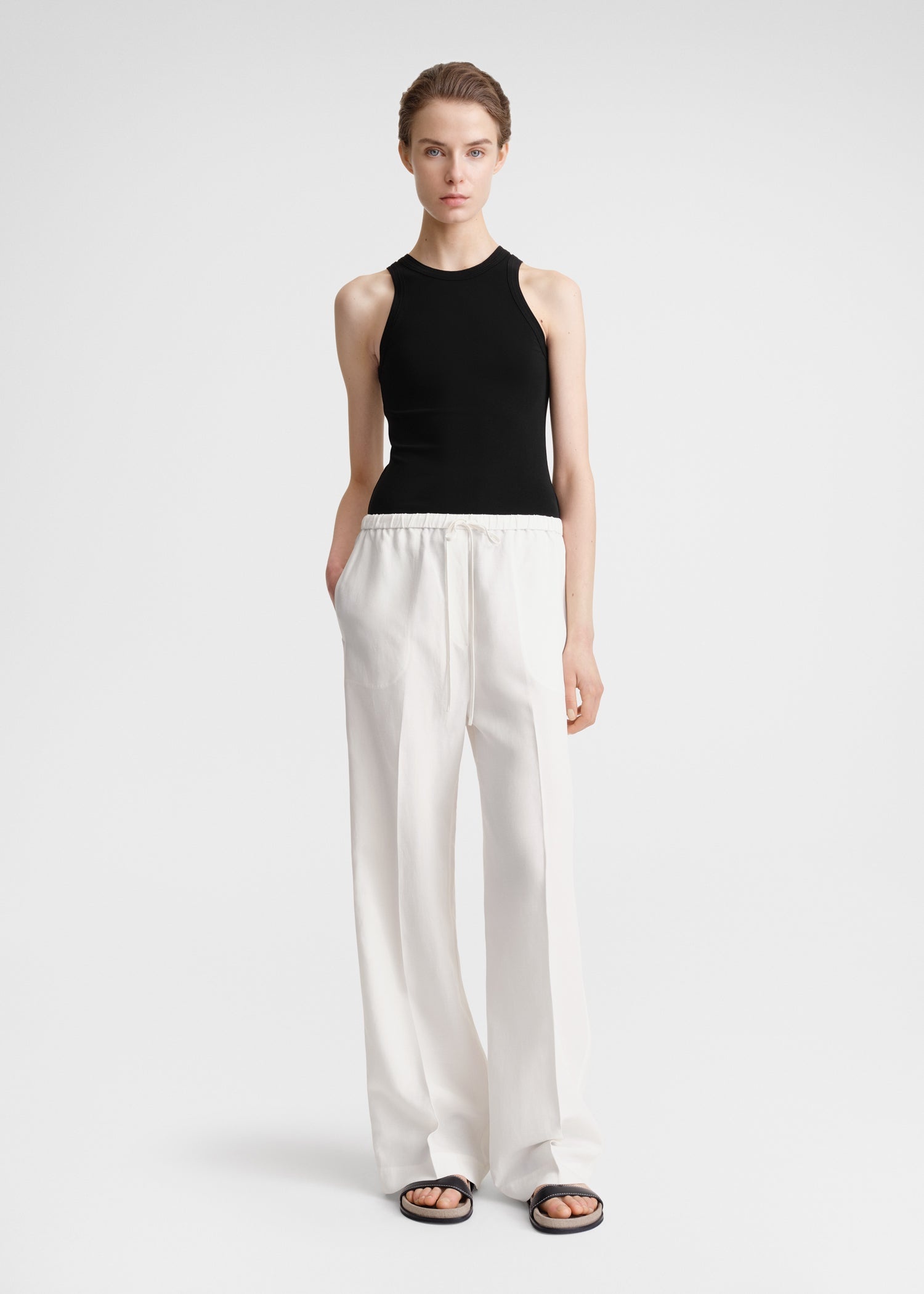 Fluid drawstring trousers off-white - 2