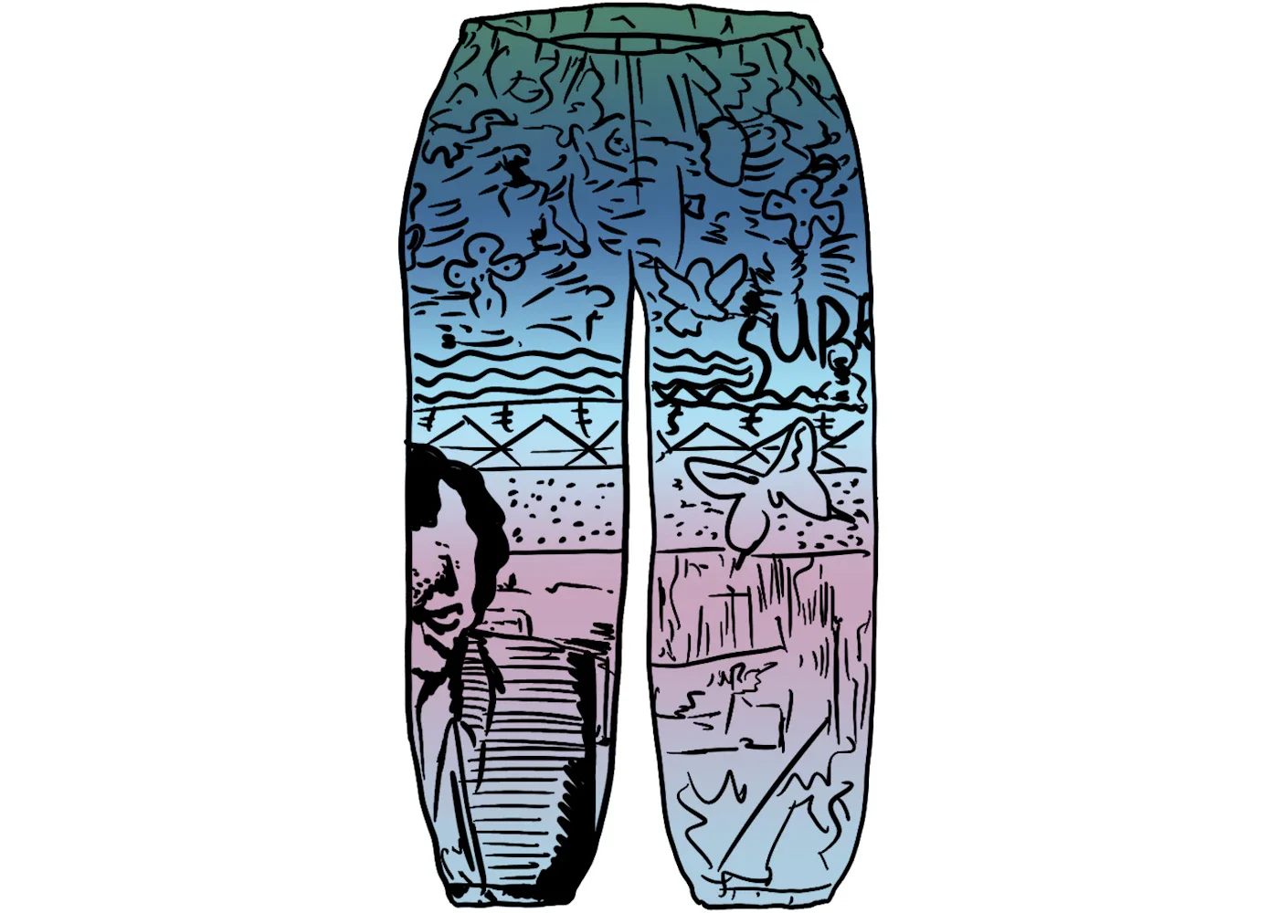 Supreme Miles Davis Skate Pant Blue - 1