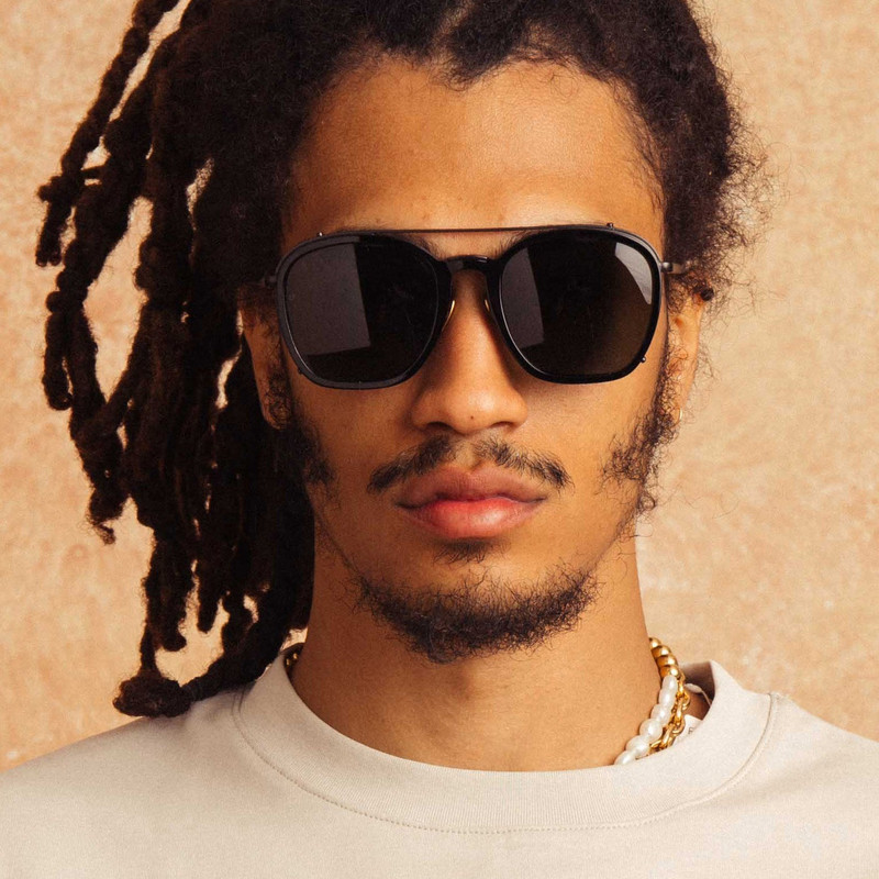 LINDA FARROW ASTON SQUARE SUNGLASSES IN NICKEL (MEN'S) outlook