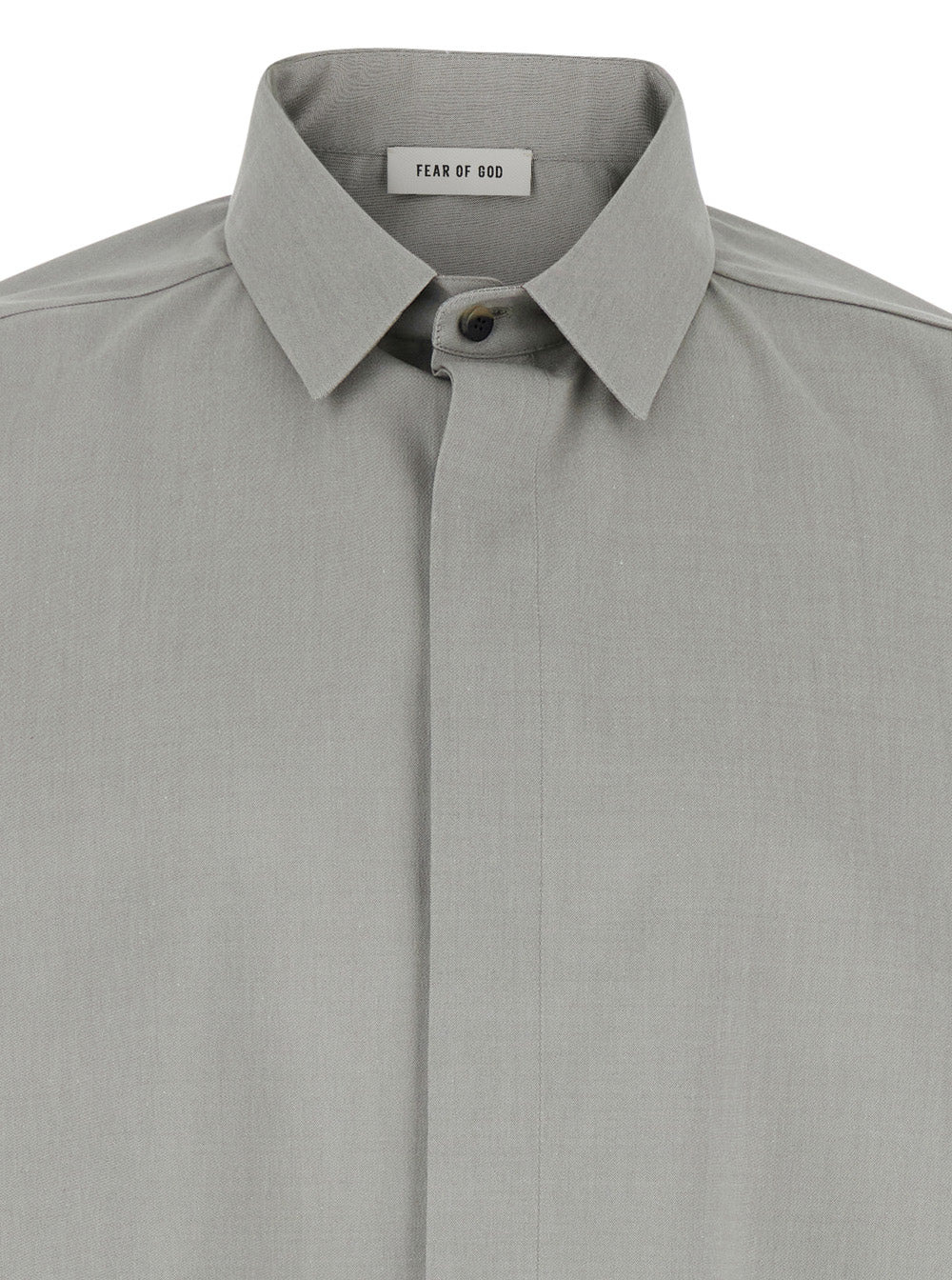 Fear Of God Men Grey Shirt With Classic Collar And Logo Patch On The Rear In Cotton And Wool Blend M - 3