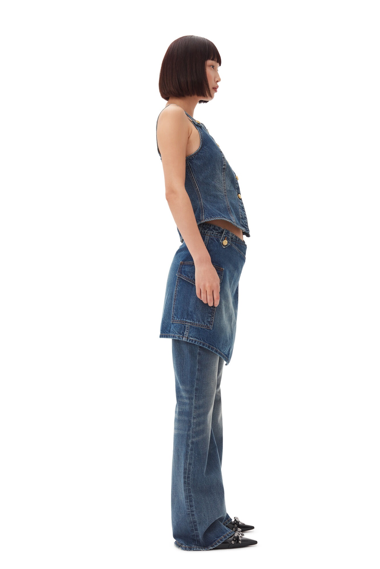 DARK BLUE HEAVY WASHED DENIM TOP - 6