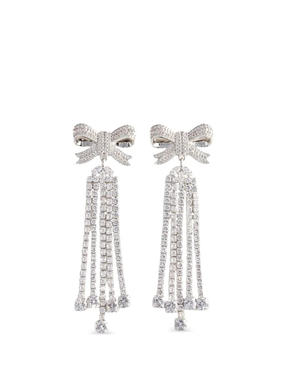 crystal bow-motif earrings - 1