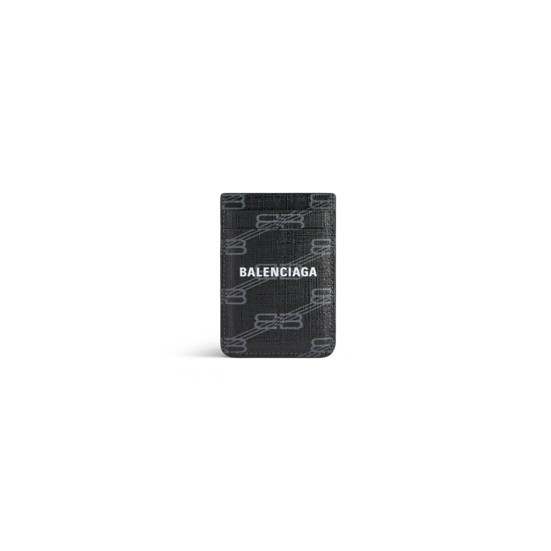 Men's Signature Magnet Card Holder Bb Monogram Coated Canvas  in Black/grey - 1