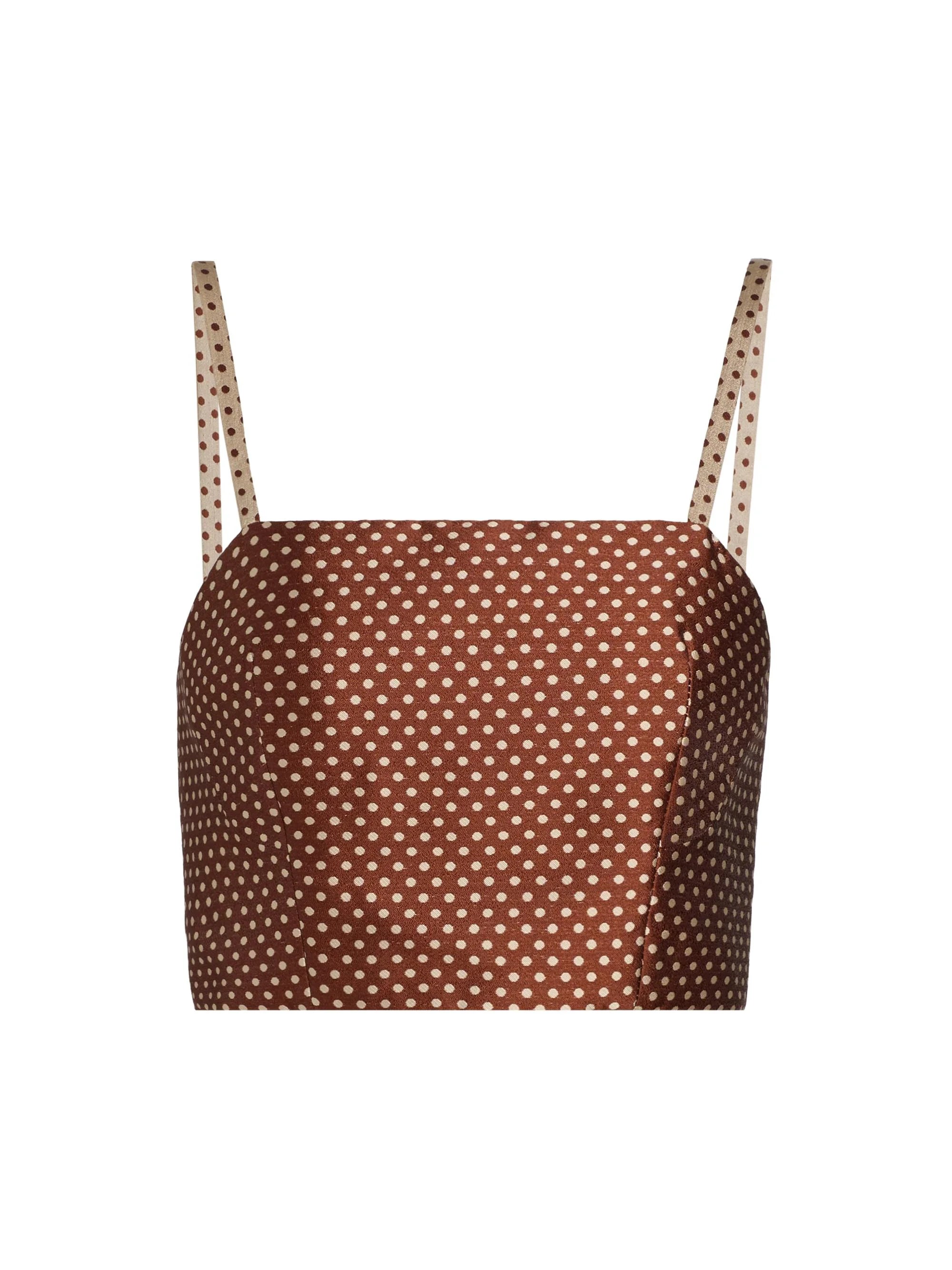 Women's Halfway There Polka Dot Printed Crop Top - Brown Cream - 1