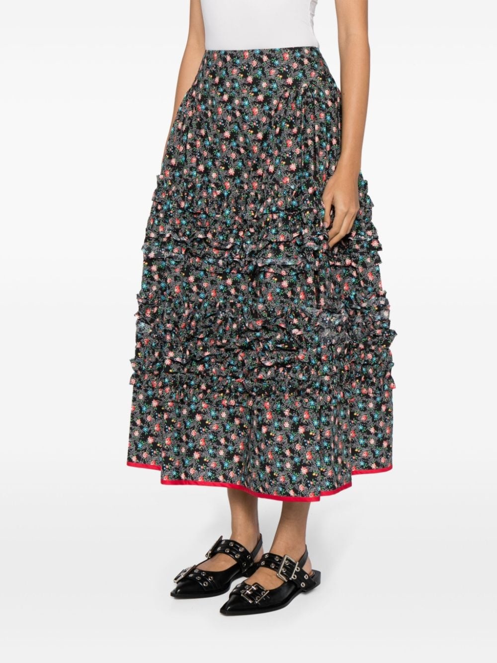 floral-print midi skirt - 3