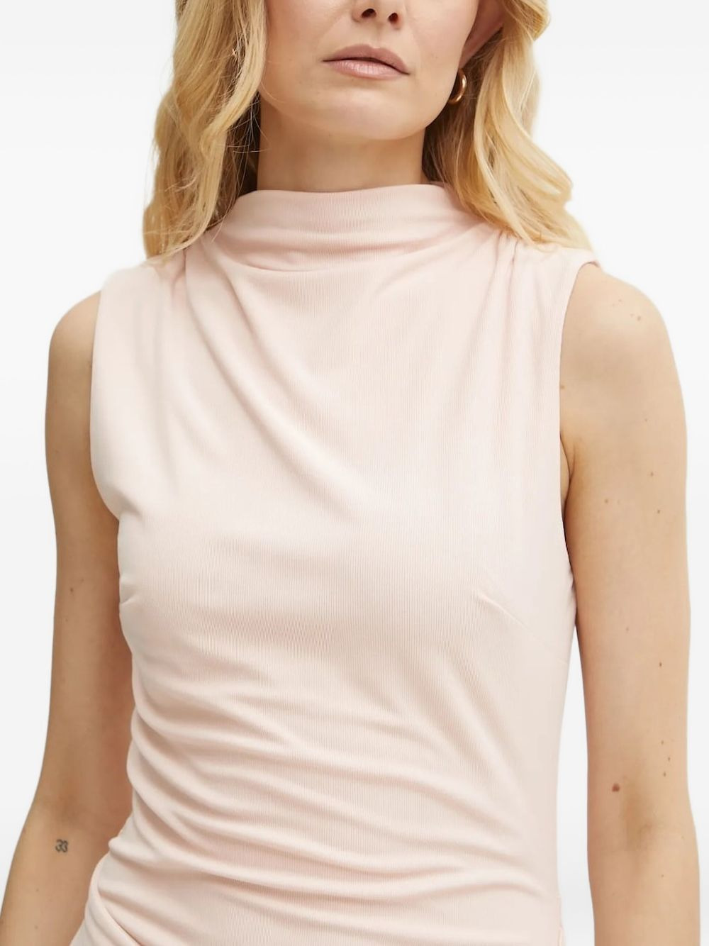 mock-neck buttoned mini party dress - 3