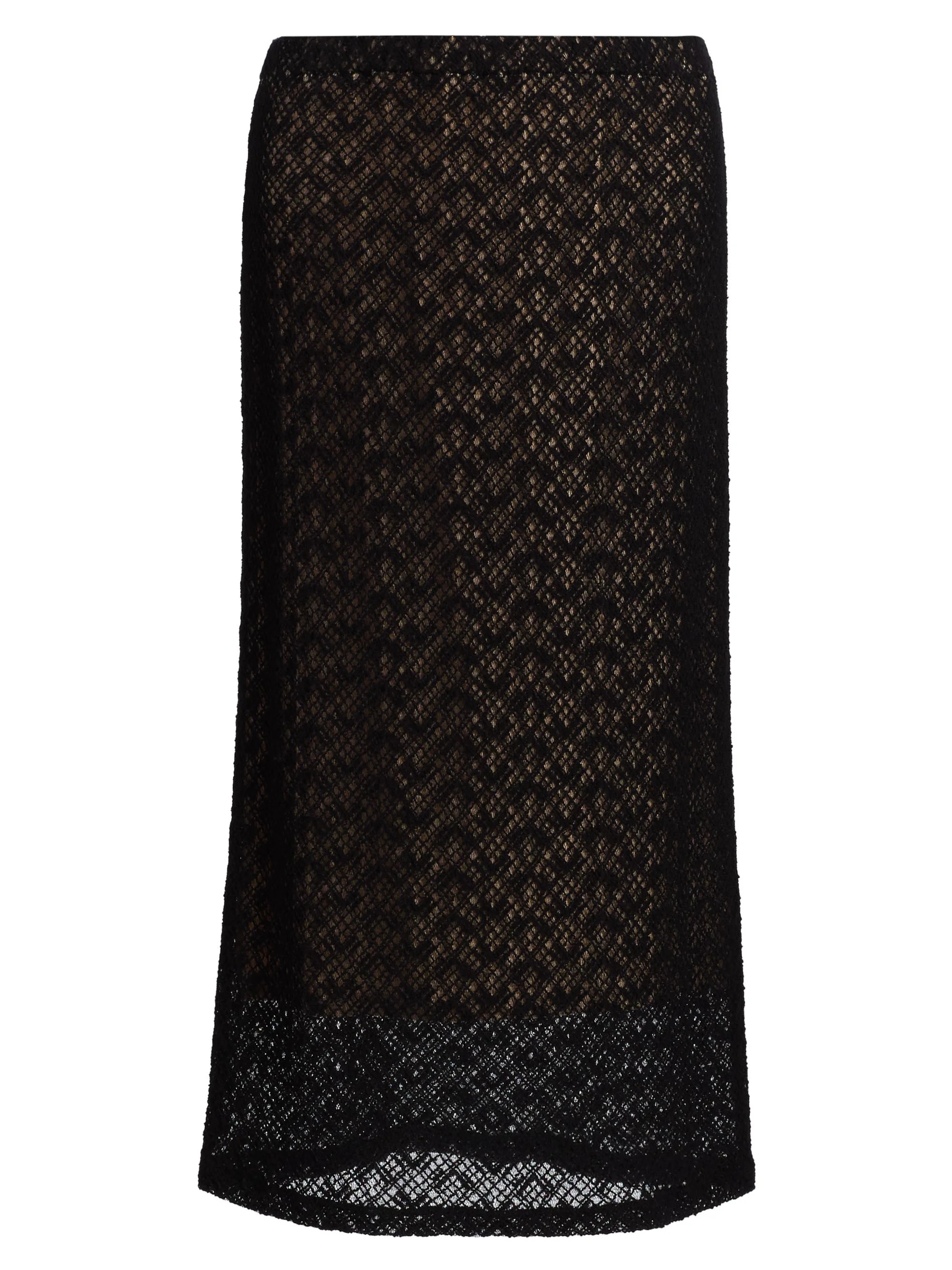 Women's Lace Midi-Skirt - Black - 1