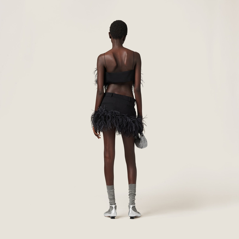 Feather-trimmed grain de poudre miniskirt 3
