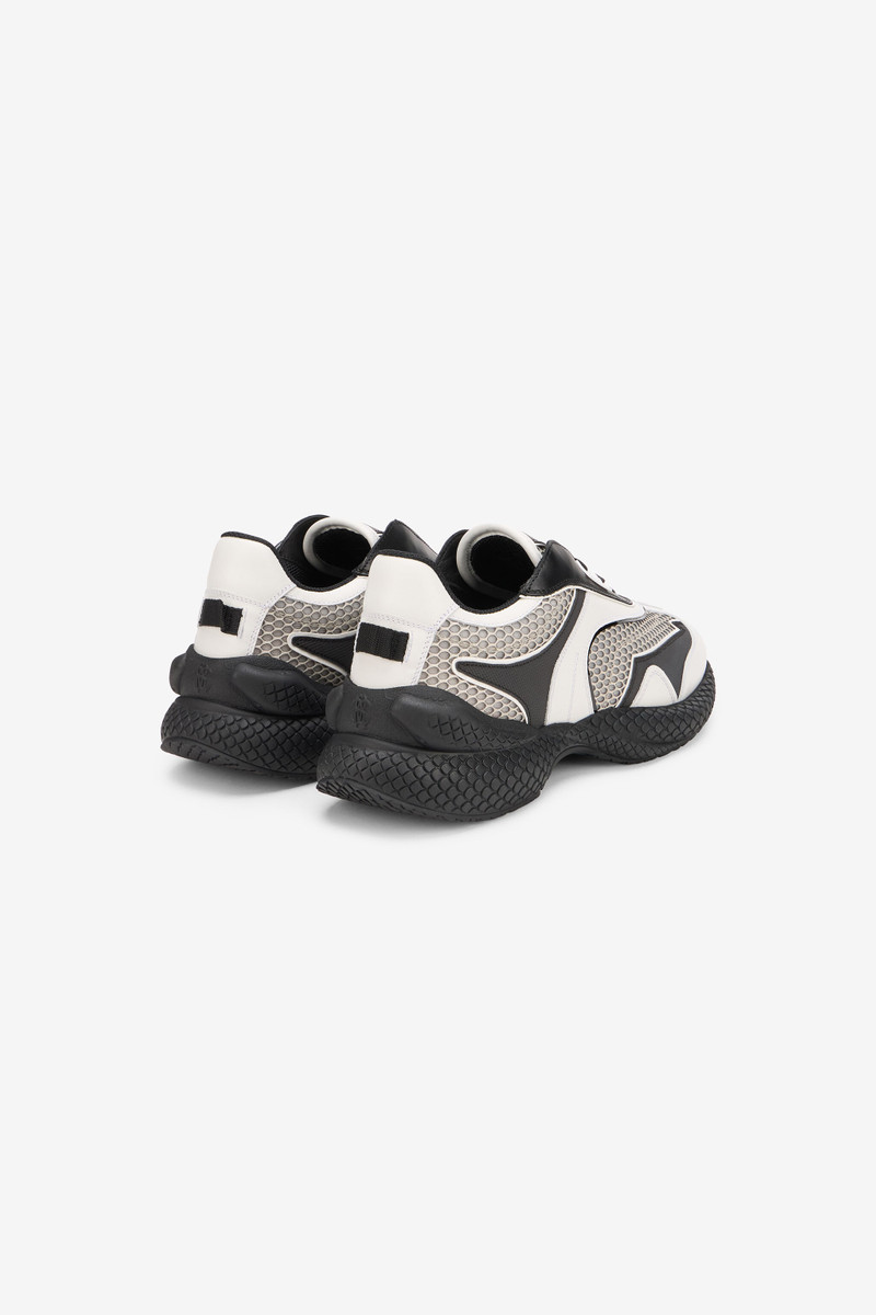 Roberto Cavalli White and Black Chunky Leather Sneakers outlook