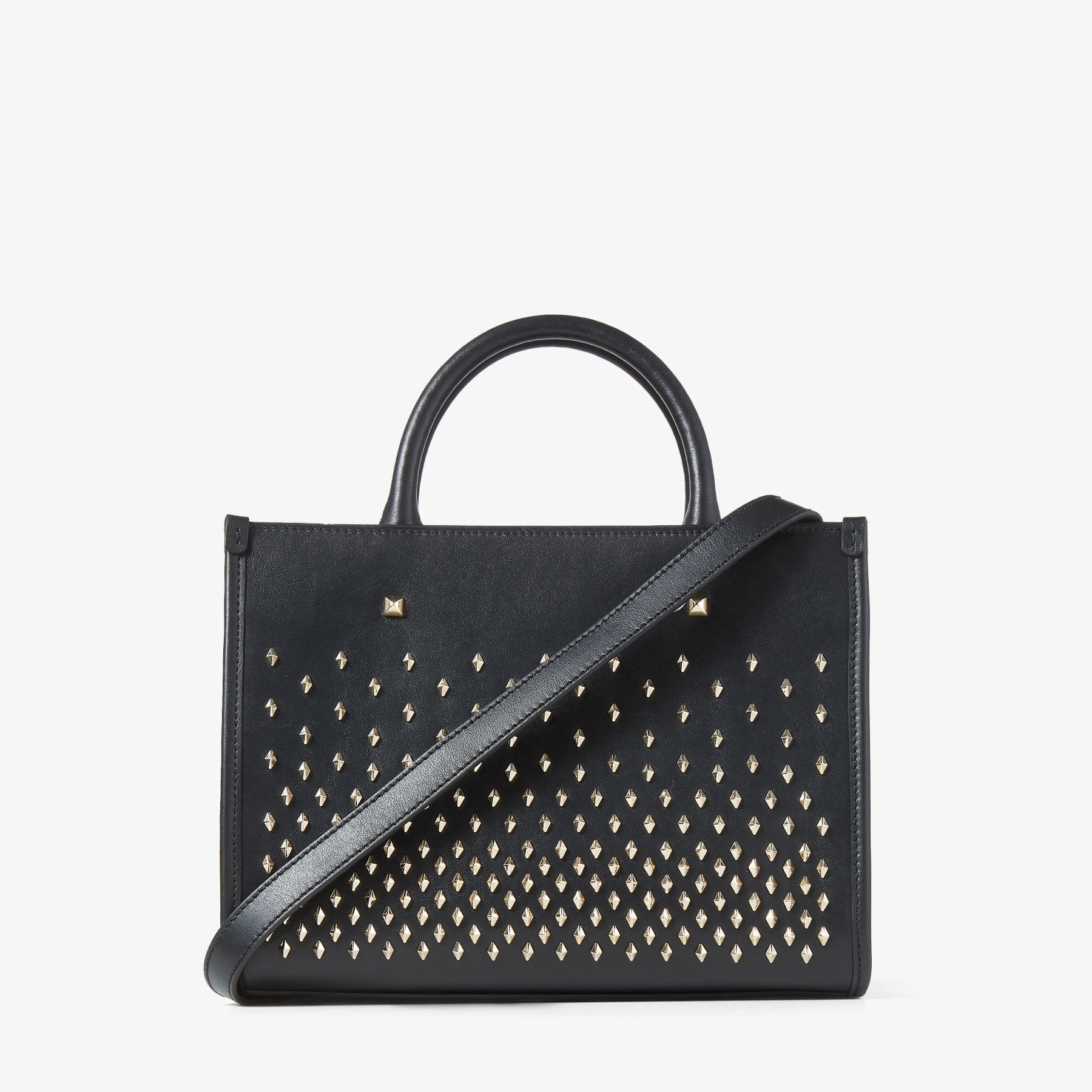 Varenne S Tote
Black Leather Tote Bag with Studs - 7