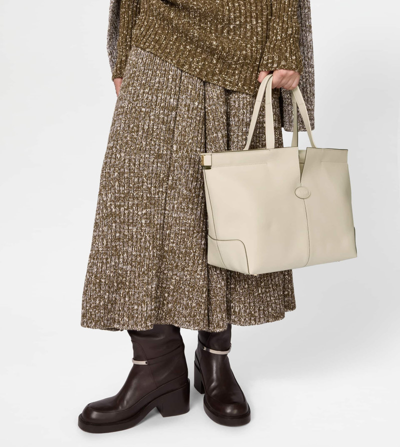 Tod's TOD'S DI BAG FOLIO IN LEATHER MEDIUM-SMALL - OFF WHITE outlook