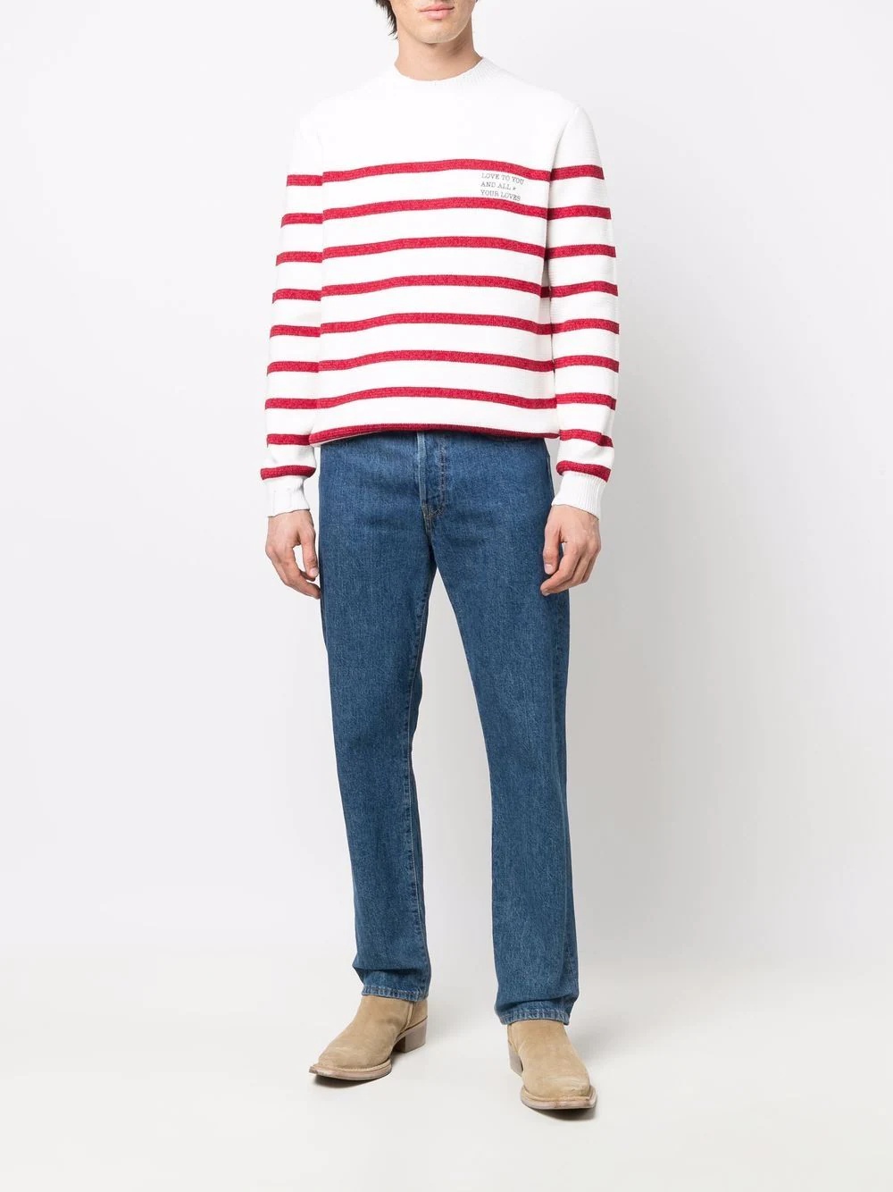 striped crew-neck jumper - 2