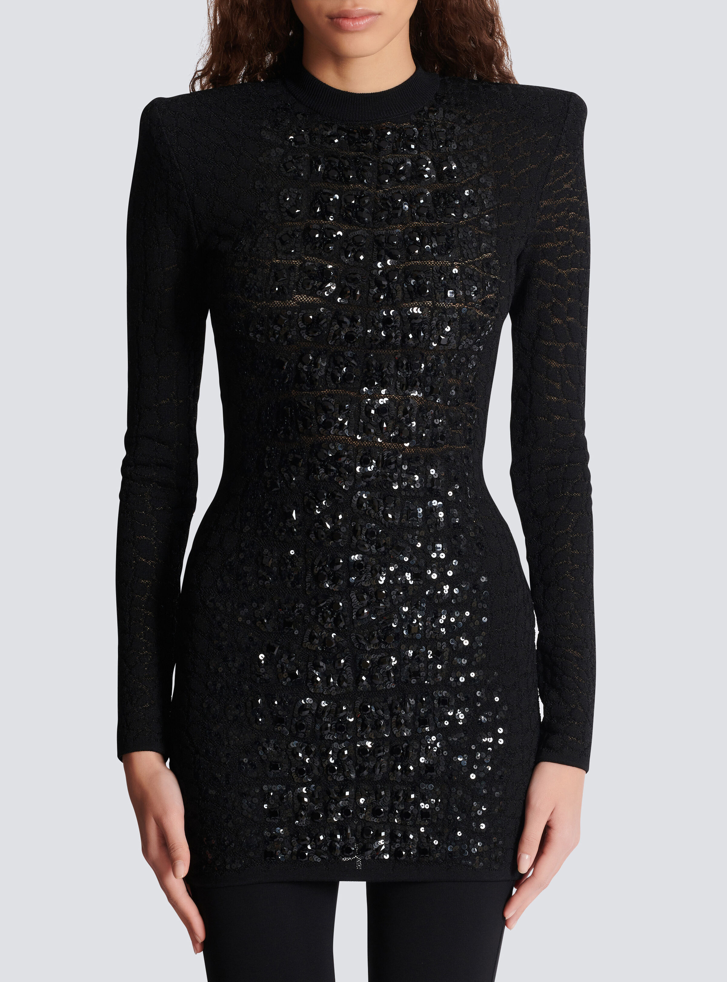 Short sequin dress in crocodile knit - 5