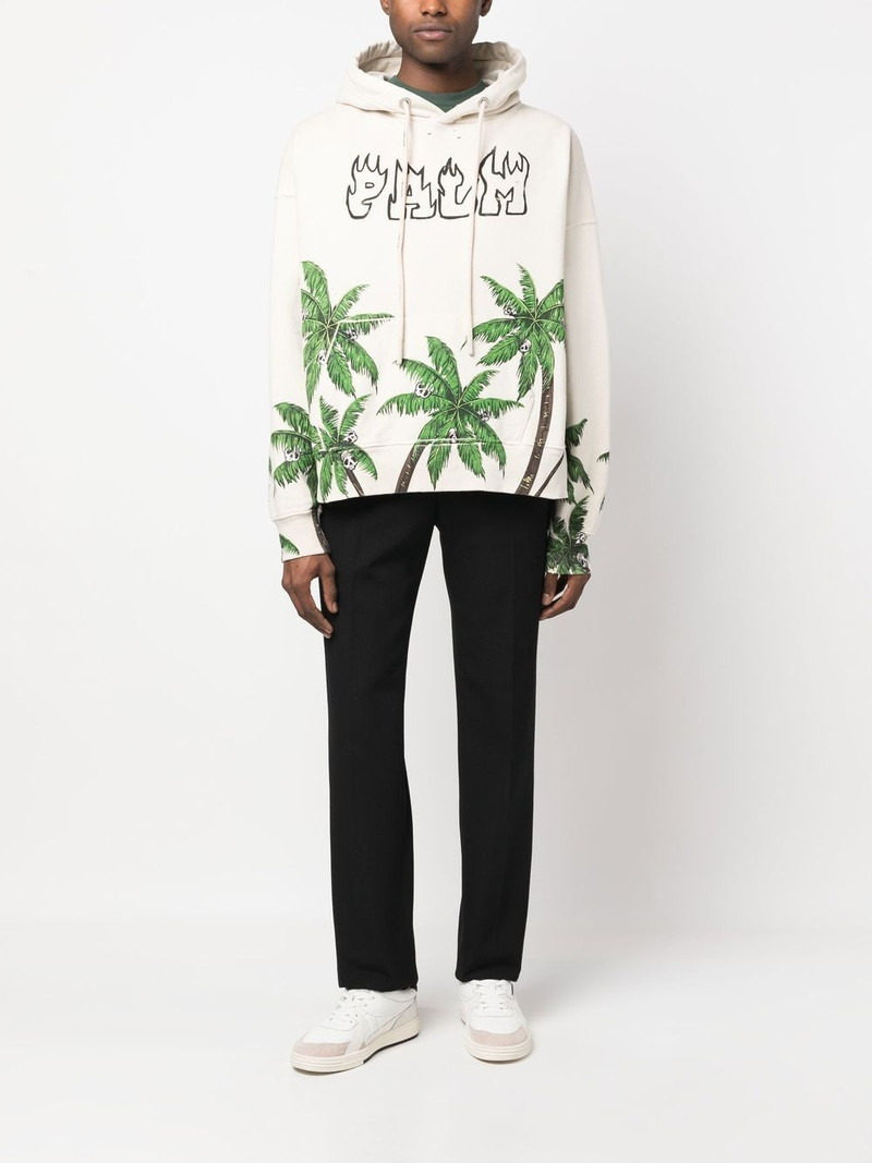 Palm Angels logo-print long-sleeve hoodie outlook