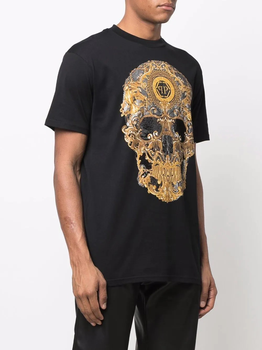 baroque skull-print T-shirt - 4