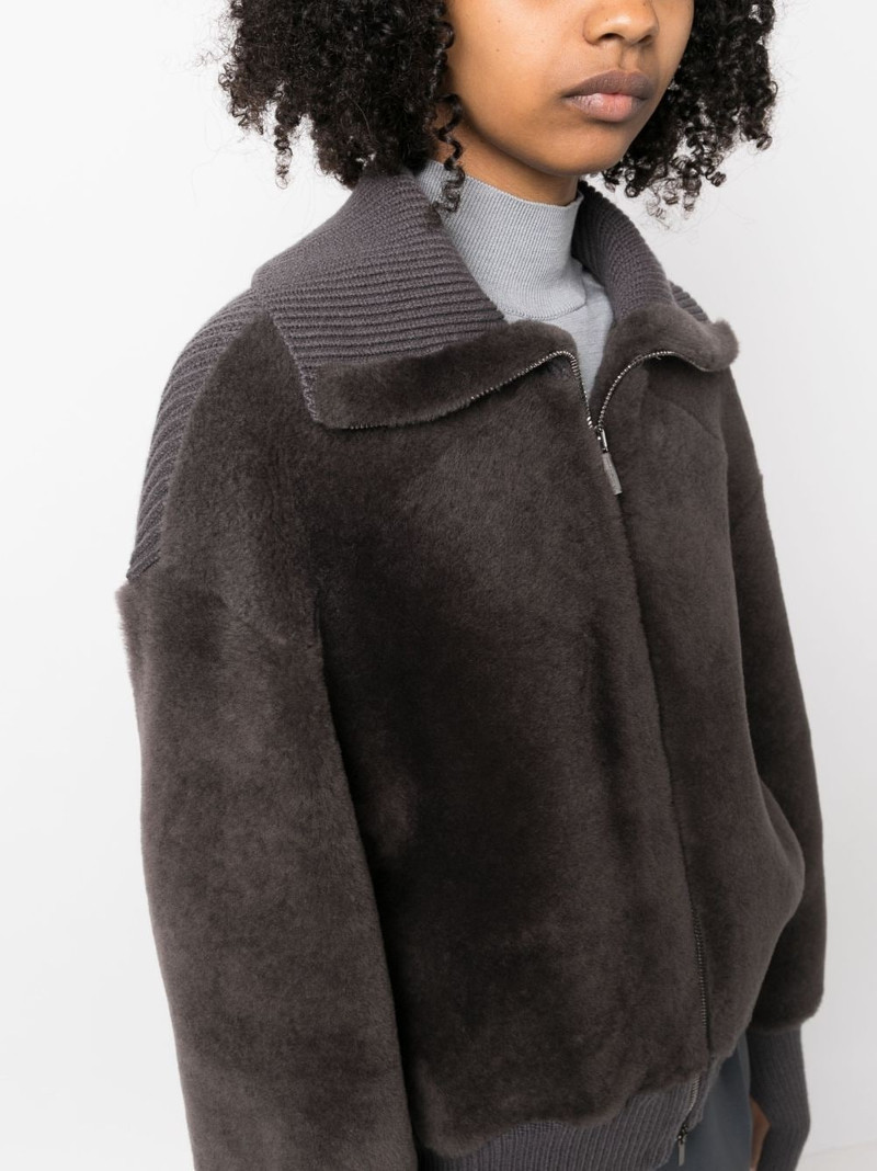 knit-panel zip-up jacket 5