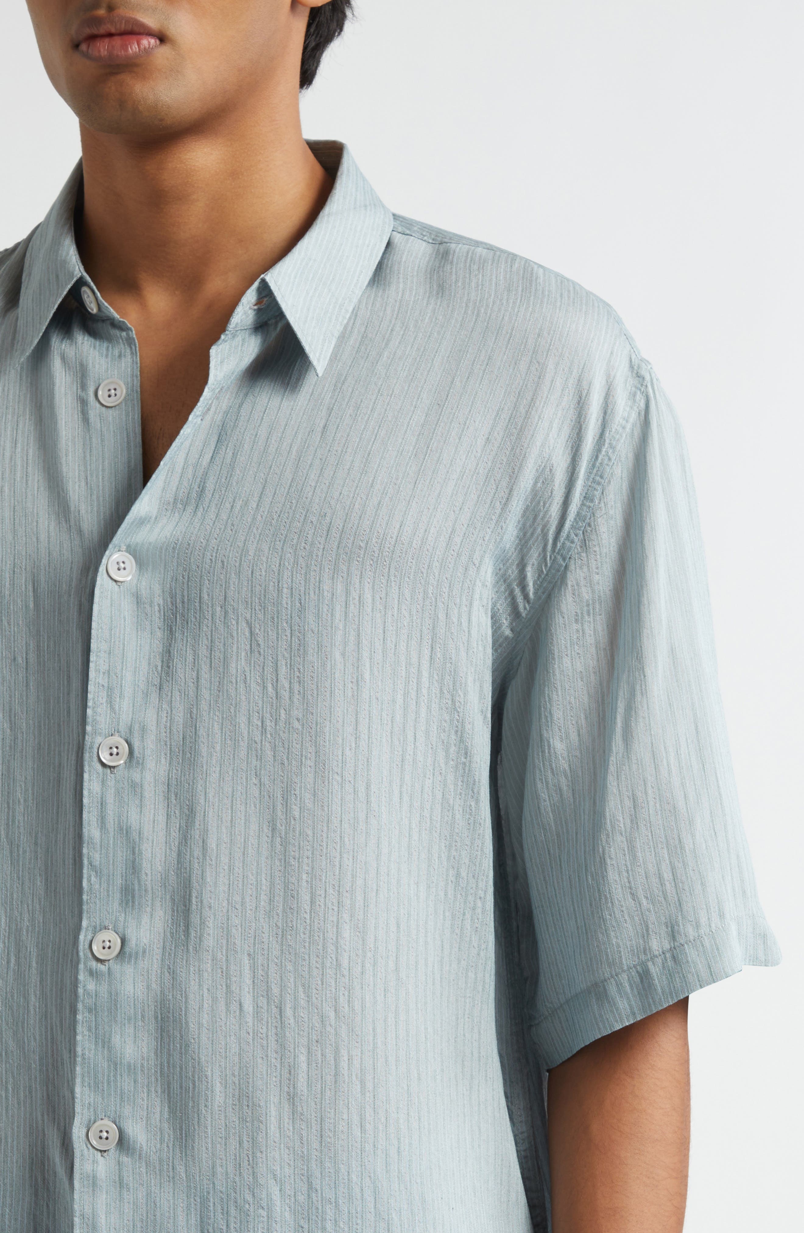 OUR LEGACY Beyond Button-Up Shirt in Geo Stripe Ceremonial Viscose at Nordstrom - 5
