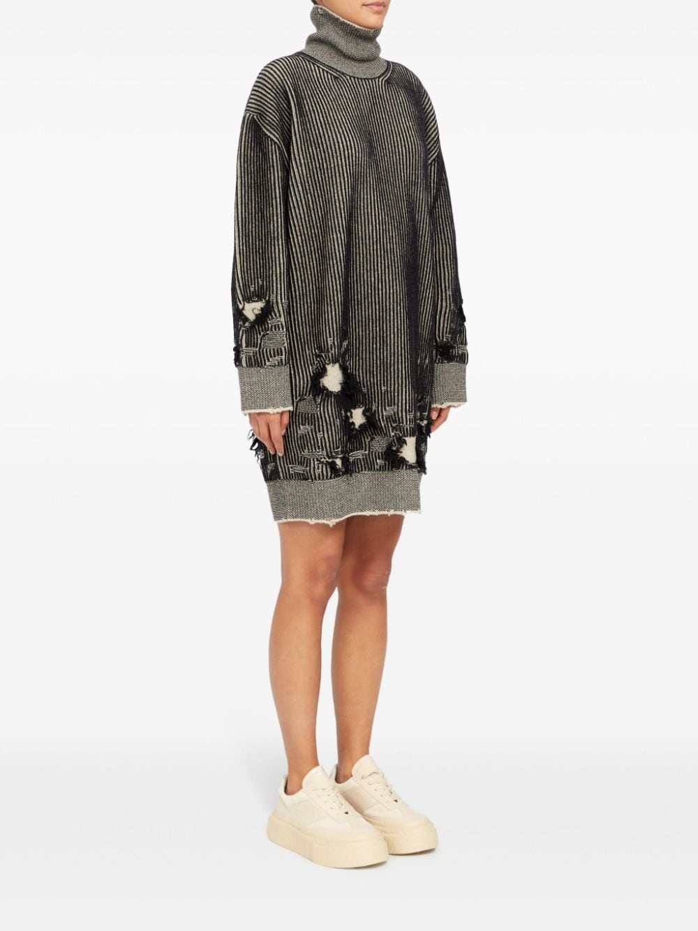 distressed rib-knit jumper dress - 3