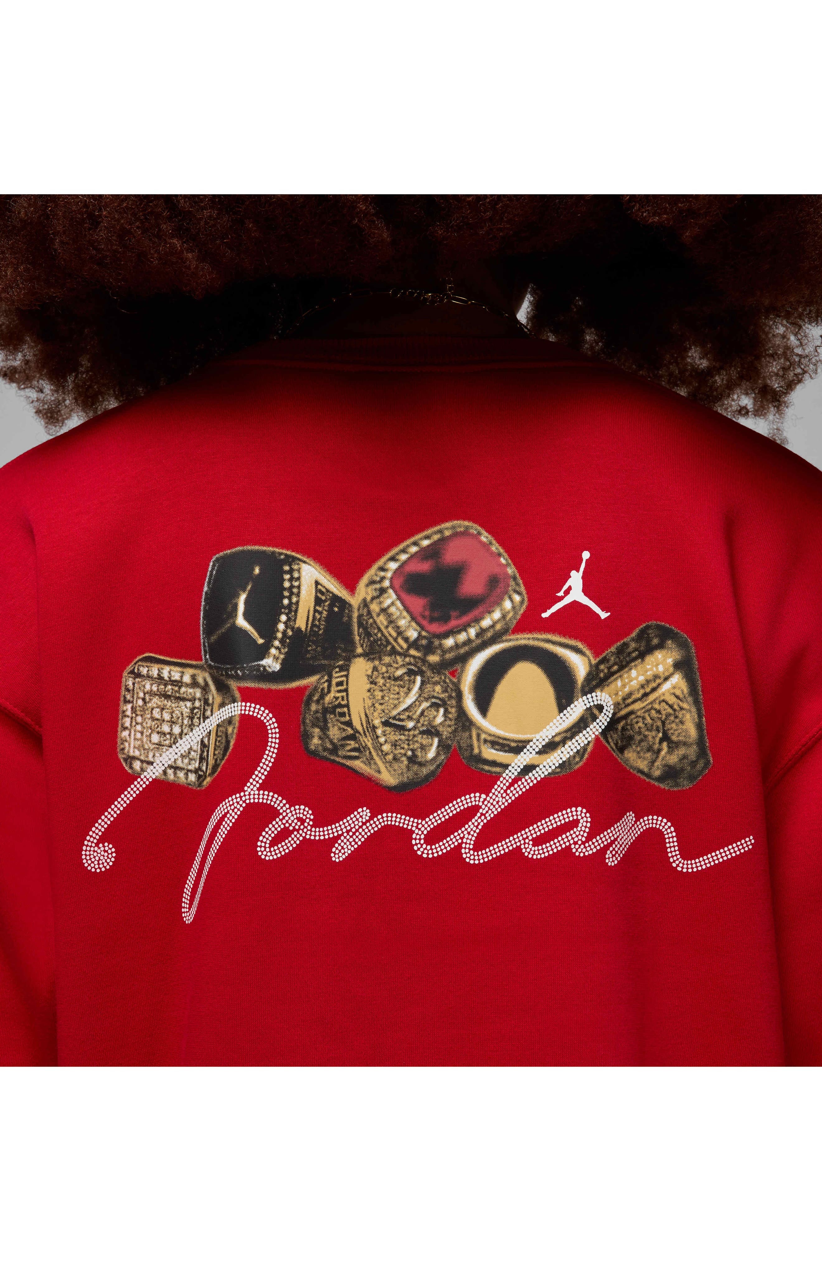 Nike Jordan Brooklyn Fleece Crewneck Sweatshirt in Gym Red/White at Nordstrom - 5