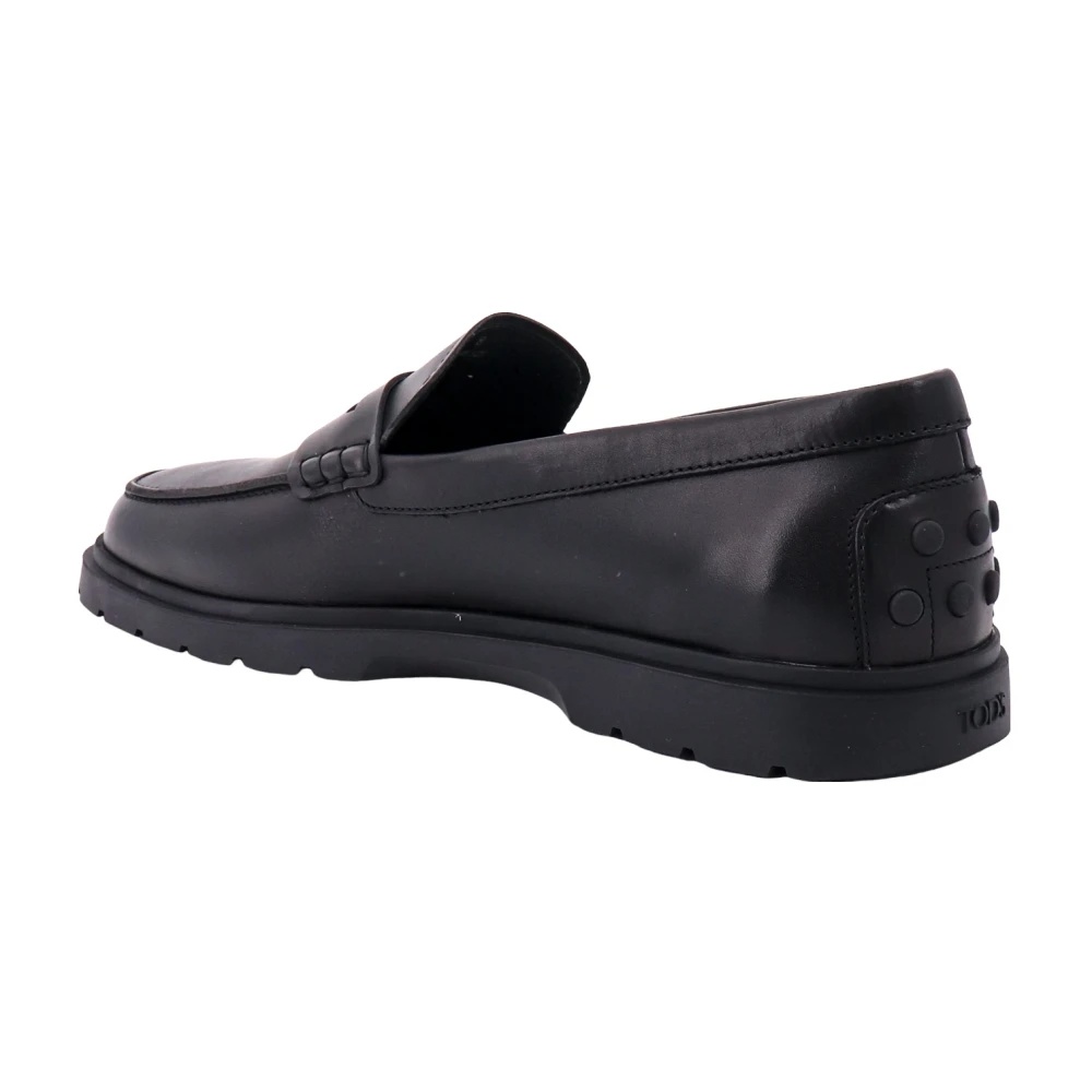 BLACK LEATHER LOAFERS RUBBER SOLE ITALY - 5