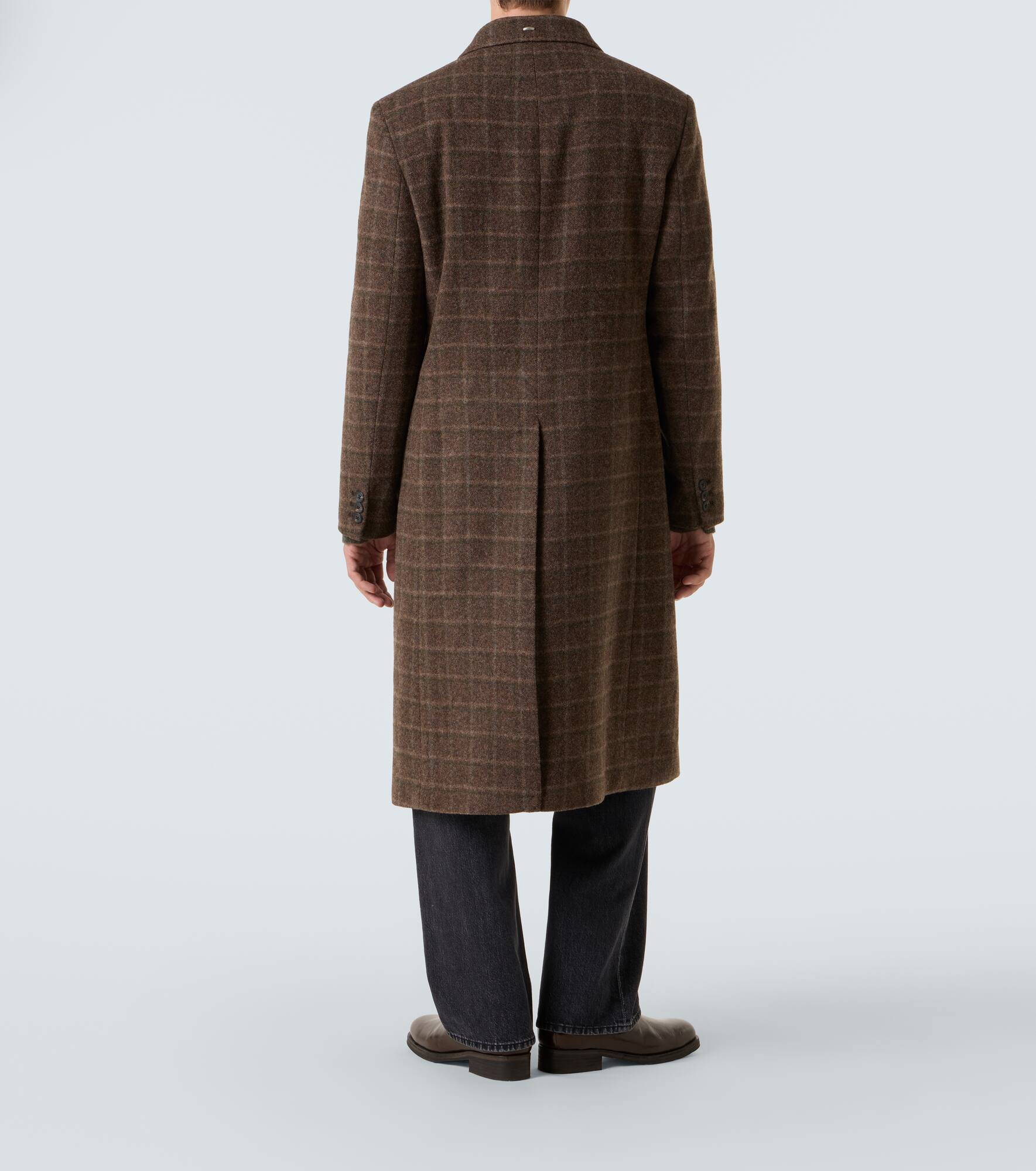 Whale checked virgin wool coat - 4