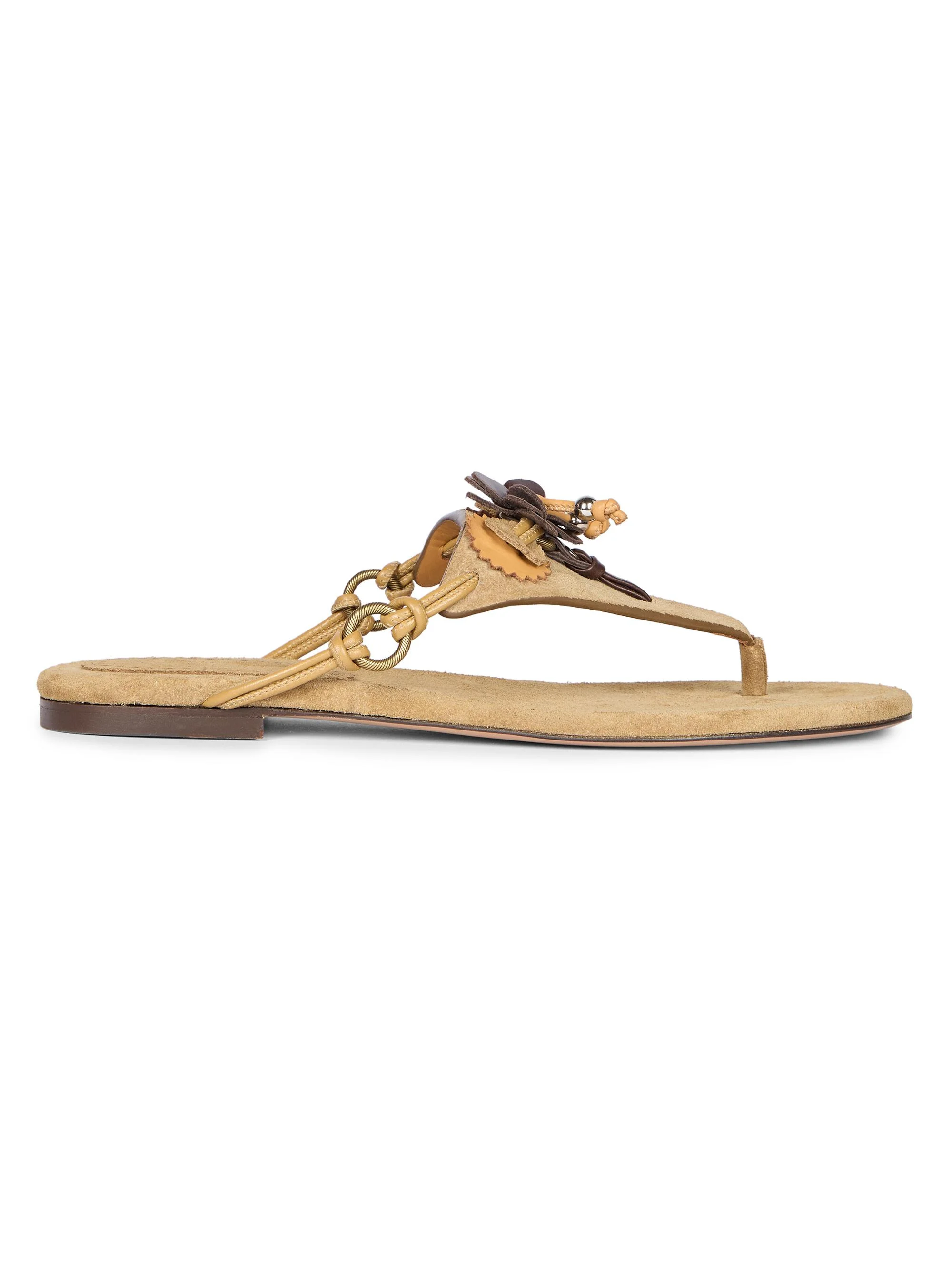 Women's Elato Embellished Suede T-Strap Sandals - Taupe - 1