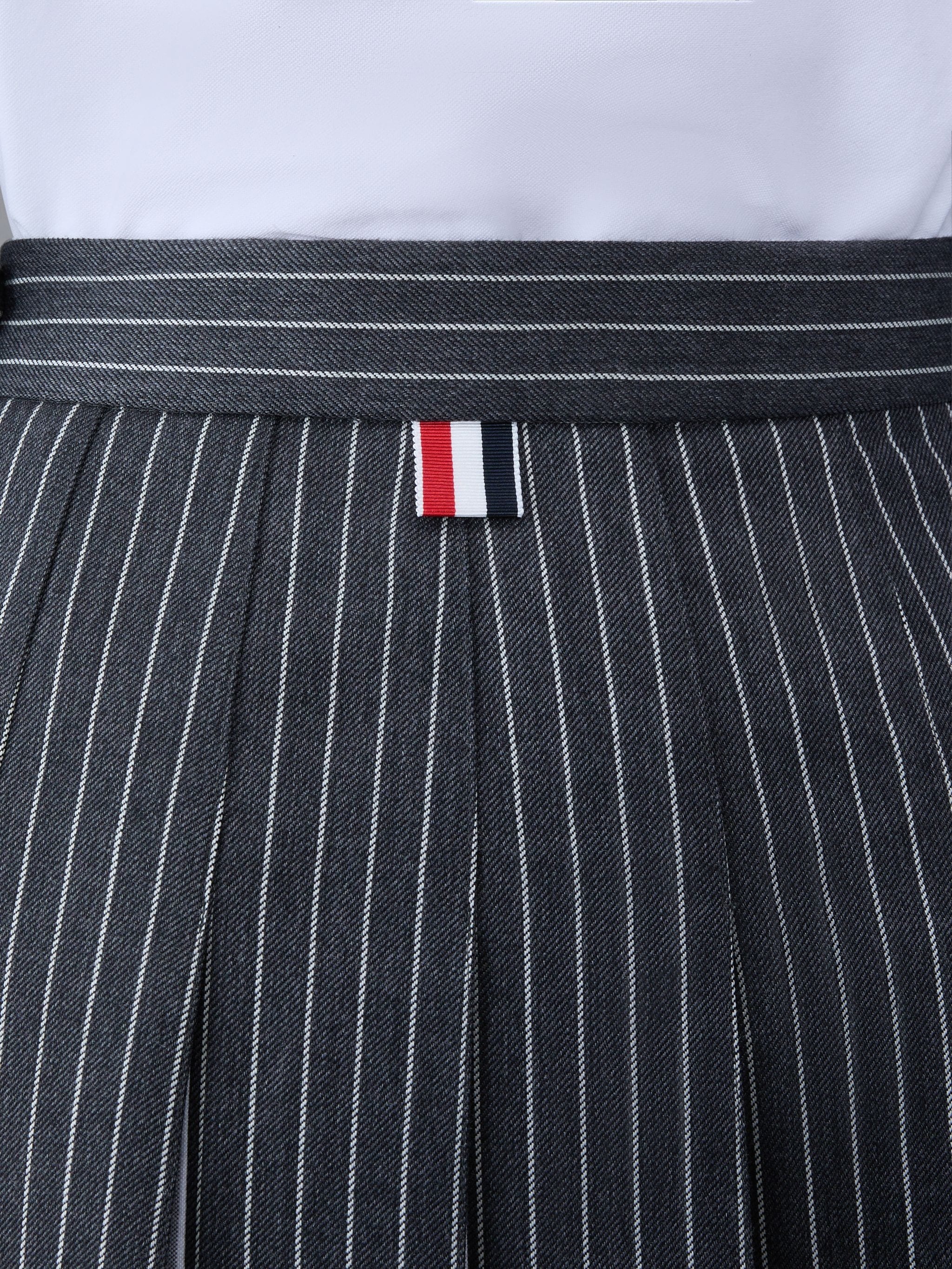 Pinstripe Suiting Pleated Mini Skirt - 6